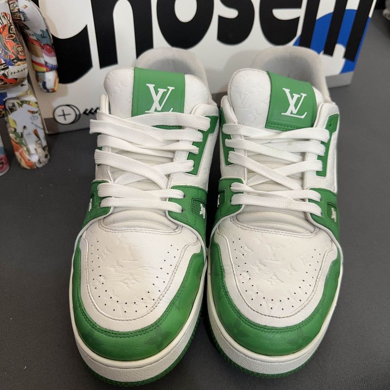 Louis Vuitton Louis Vuitton Trainer Low Top Sneakers in Green and White 0079 Size US 7 / IT 37 - 2 Thumbnail