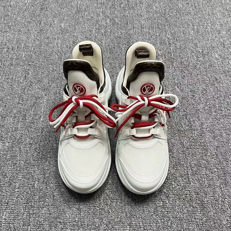 Louis Vuitton Louis Vuitton Women's White and Red Running Shoes 0079 Size US 7 / IT 37 - 2 Thumbnail