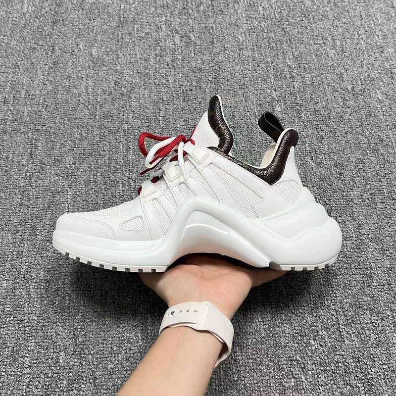 Louis Vuitton Louis Vuitton Women's White and Red Running Shoes 0079 Size US 7 / IT 37 - 8 Thumbnail