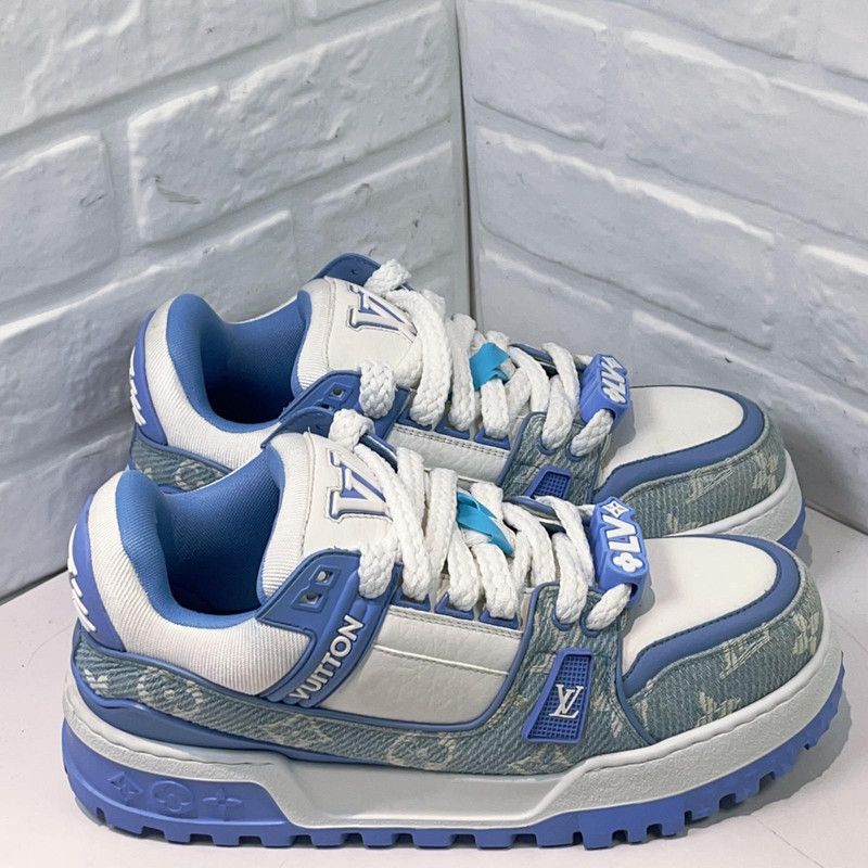 Louis Vuitton Louis Vuitton Trainer Maxi Blue Low-Top Sneakers 0079 Size US 10.5 / EU 43-44 - 3 Thumbnail