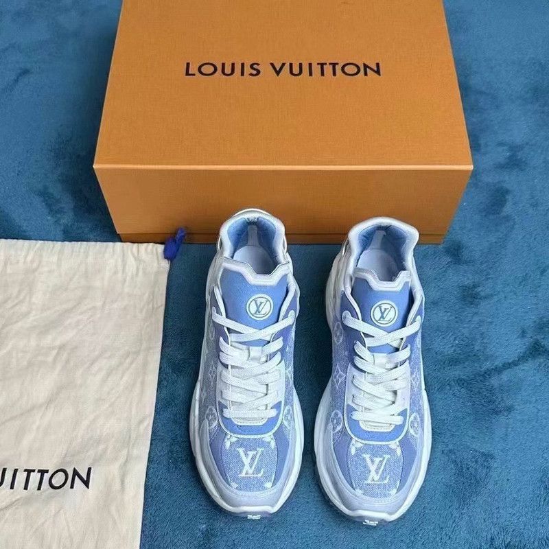 Louis Vuitton Louis Vuitton Run 55 Blue and White Sneakers 0079 Size US 7 / IT 37 - 6 Thumbnail