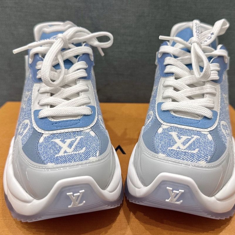 Louis Vuitton Louis Vuitton Run 55 Blue and White Sneakers 0079 Size US 7 / IT 37 - 2 Thumbnail