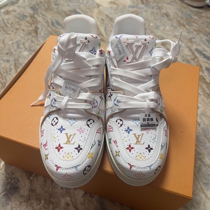 Louis Vuitton Takashi Murakami x Louis Vuitton White Trainer Sneakers 0079 Size US 8 / EU 41 - 2 Thumbnail
