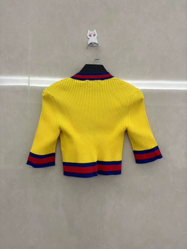 Gucci Gucci V-Neck Short Sleeve Crop Sweater Size US S / EU 44-46 / 1 - 2 Thumbnail