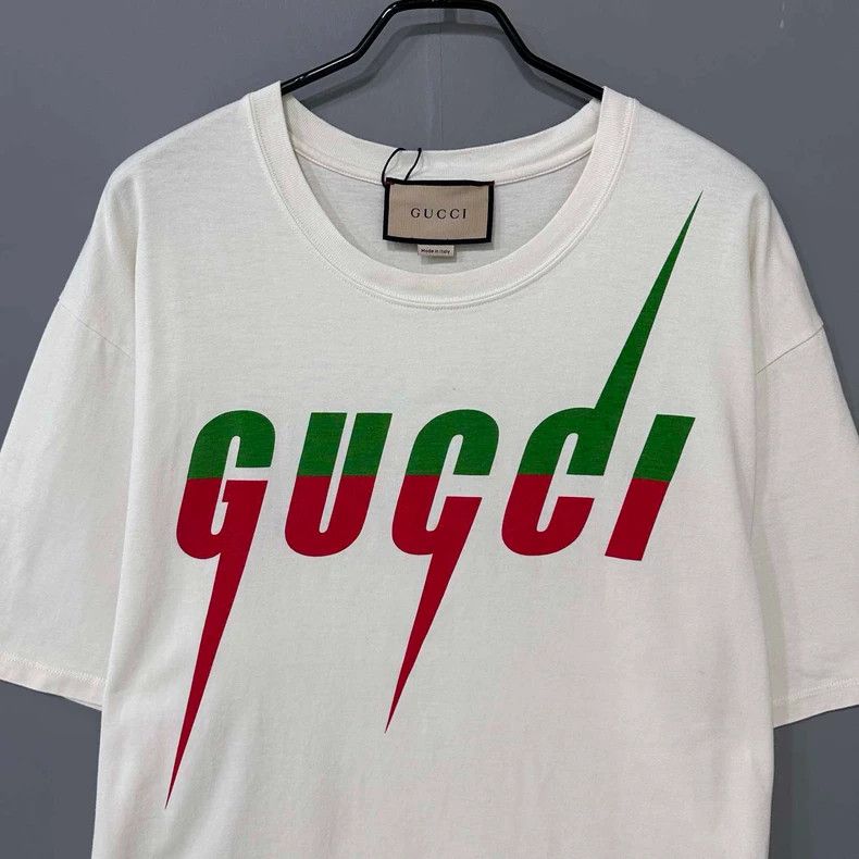 Gucci Gucci White Lightning Logo T-shirt Size US XXL / EU 58 / 5 - 2 Thumbnail