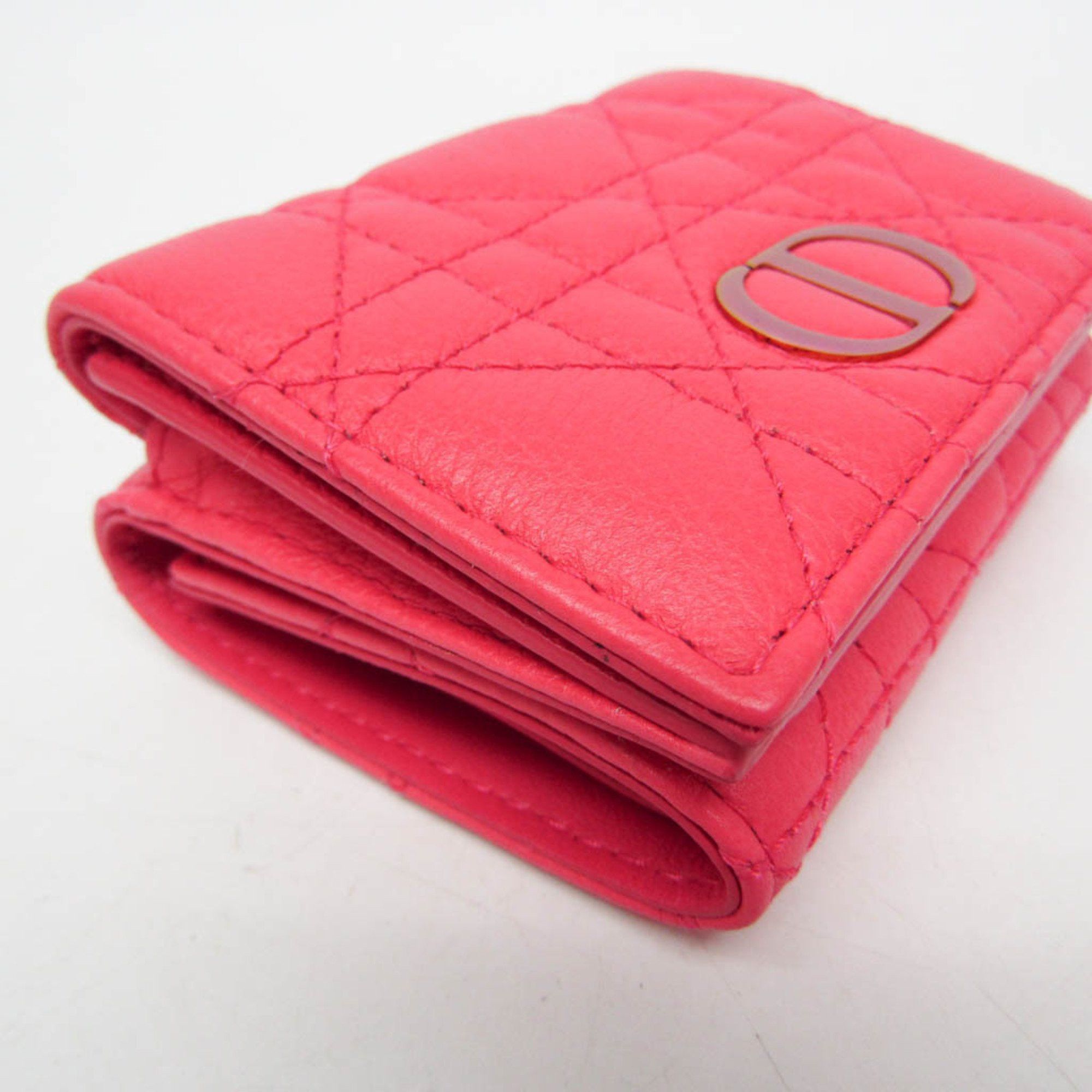 Dior Christian Dior Cannage/Lady Dior CARO Medium Wallet S50304HPV Women's Leather Wallet (tri-fold) Pink Size ONE SIZE - 8 Thumbnail