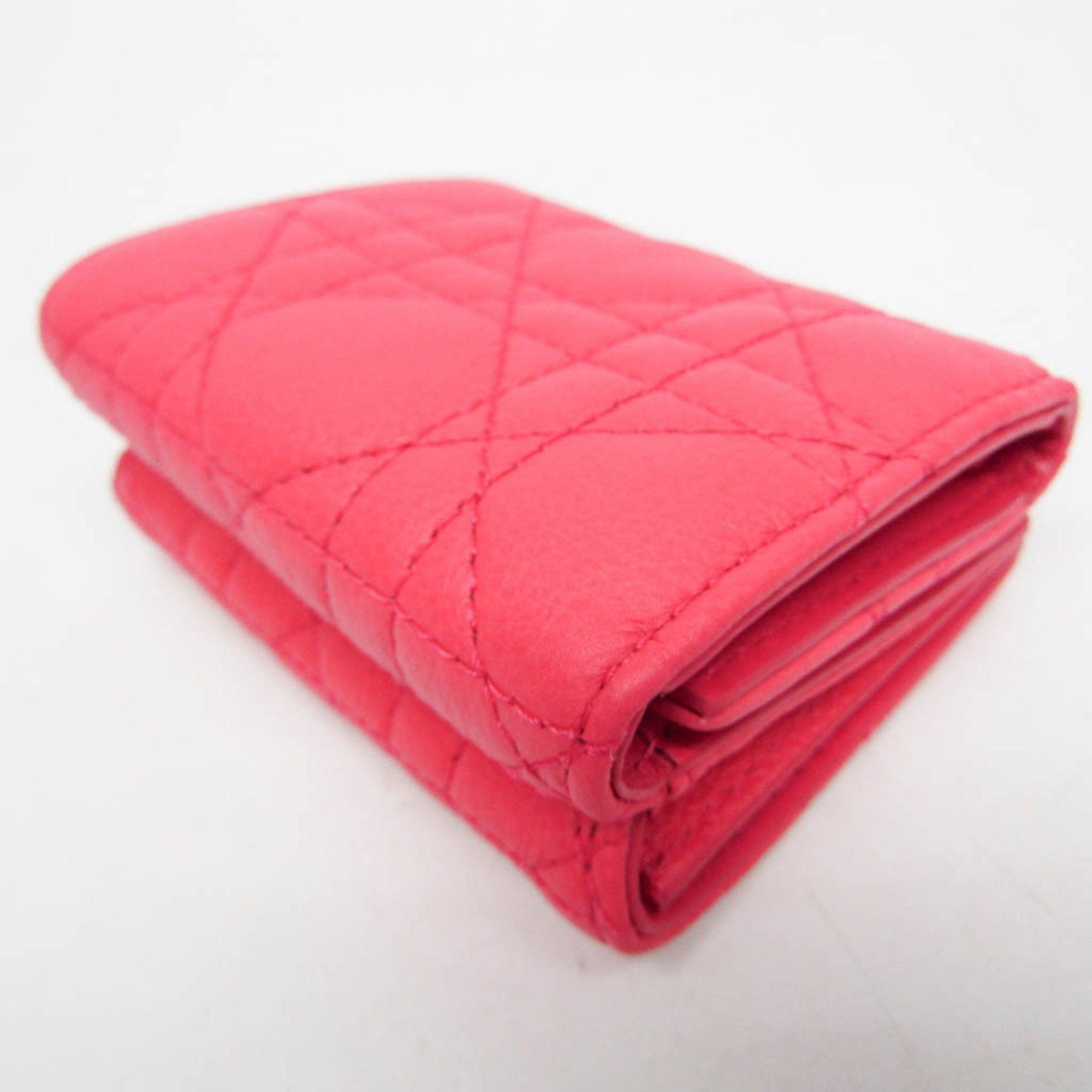 Dior Christian Dior Cannage/Lady Dior CARO Medium Wallet S50304HPV Women's Leather Wallet (tri-fold) Pink Size ONE SIZE - 7 Thumbnail