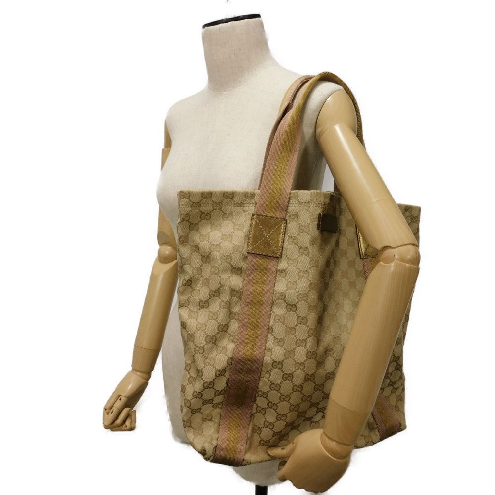 Gucci Gucci Gucci GG Canvas Calf Leather Tote Bag Canvas Tote Bag 189669 DUTY FREE for USA Size ONE SIZE - 13 Thumbnail