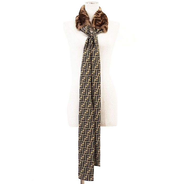 Fendi Fendi Fendi FENDI ROMA Maxi Wrappy Silk Scarf Natural Material Scarf FNX099 Size ONE SIZE - 2 Thumbnail