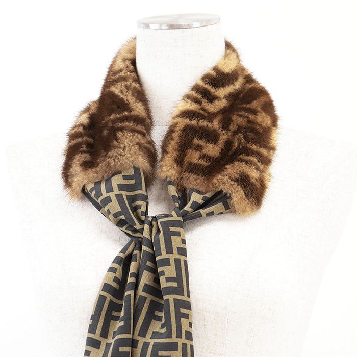 Fendi Fendi Fendi FENDI ROMA Maxi Wrappy Silk Scarf Natural Material Scarf FNX099 Size ONE SIZE - 3 Thumbnail