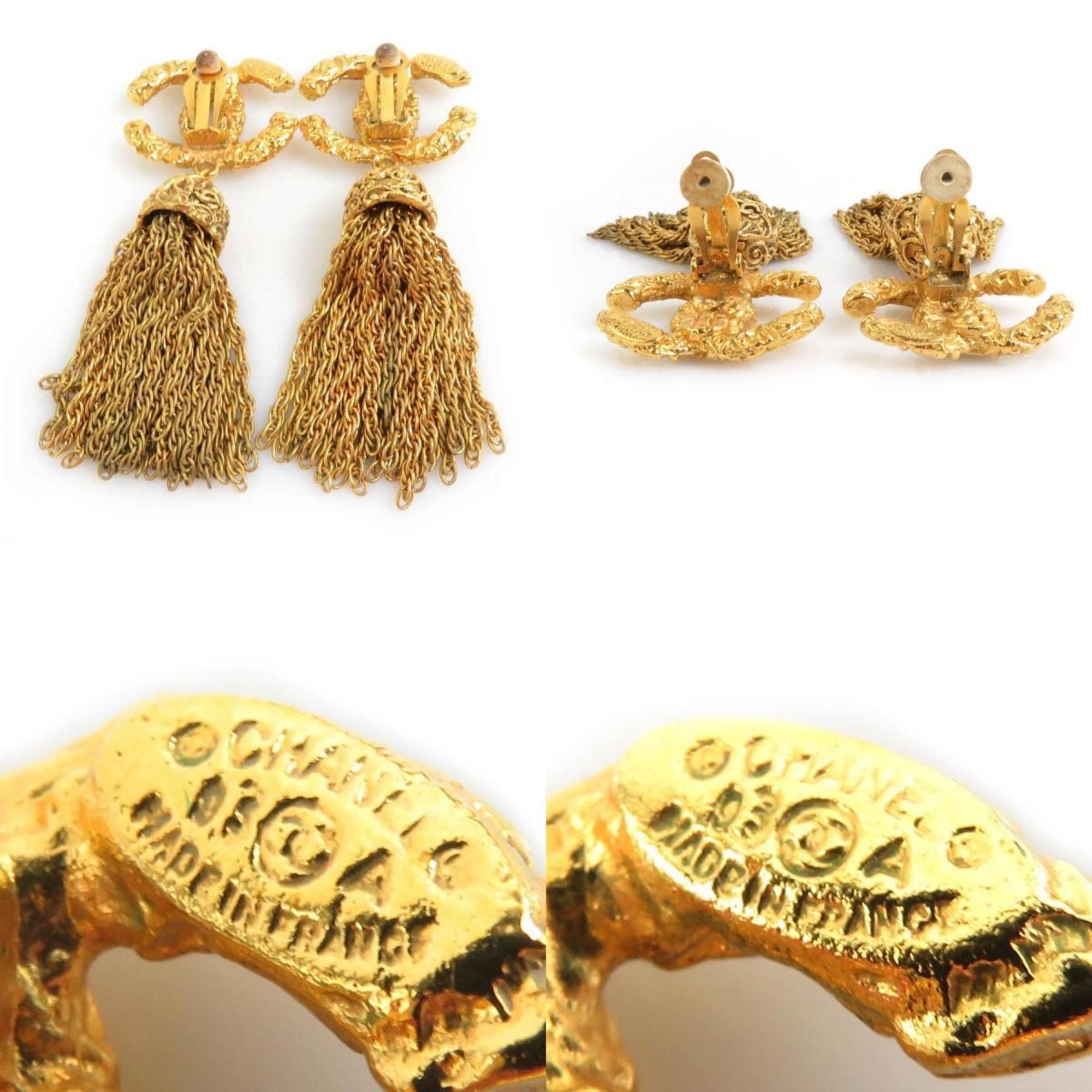 Chanel CHANEL Coco Mark Tassel Metal Gold Earrings for Women e60644 Size ONE SIZE - 5 Thumbnail