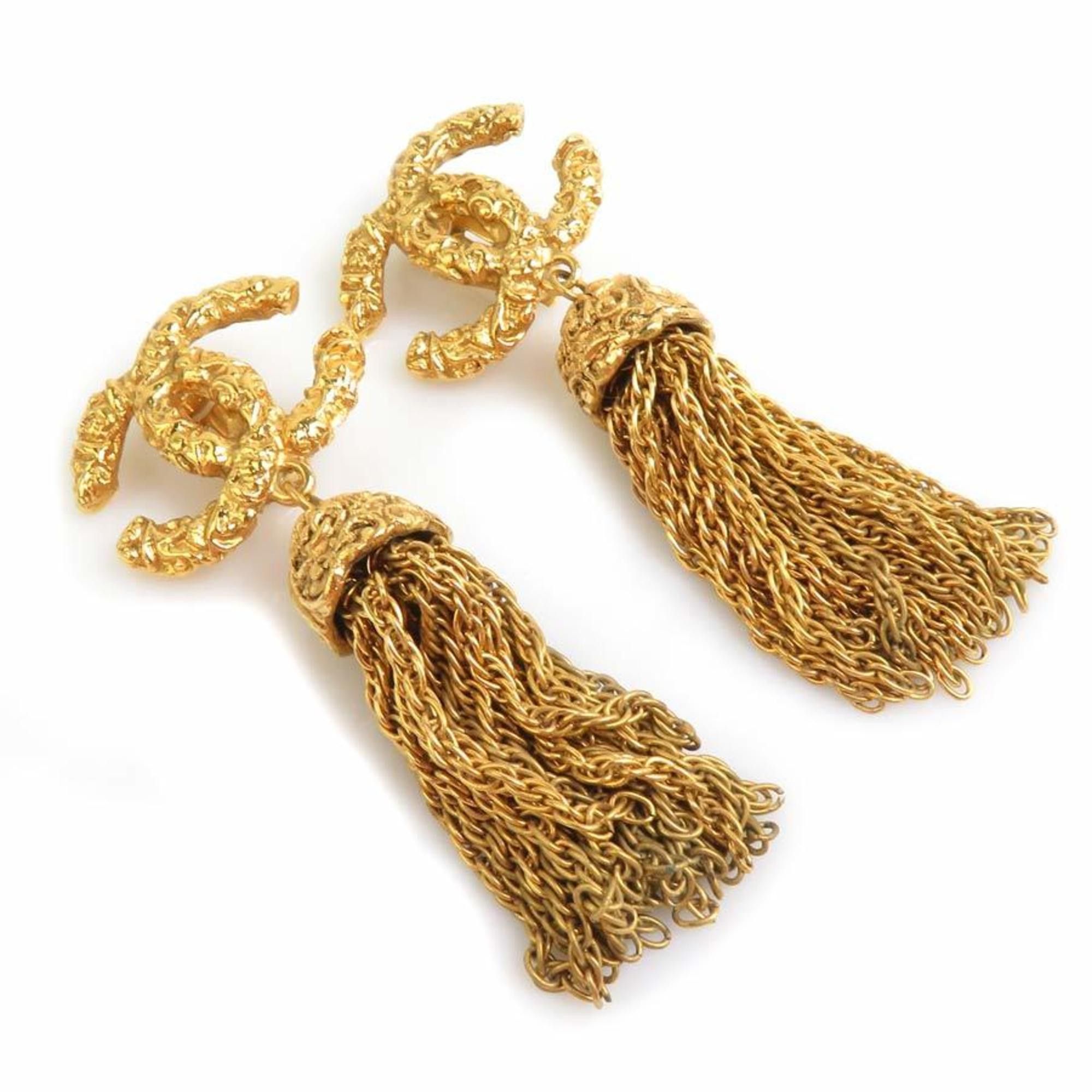 Chanel CHANEL Coco Mark Tassel Metal Gold Earrings for Women e60644 Size ONE SIZE - 2 Thumbnail