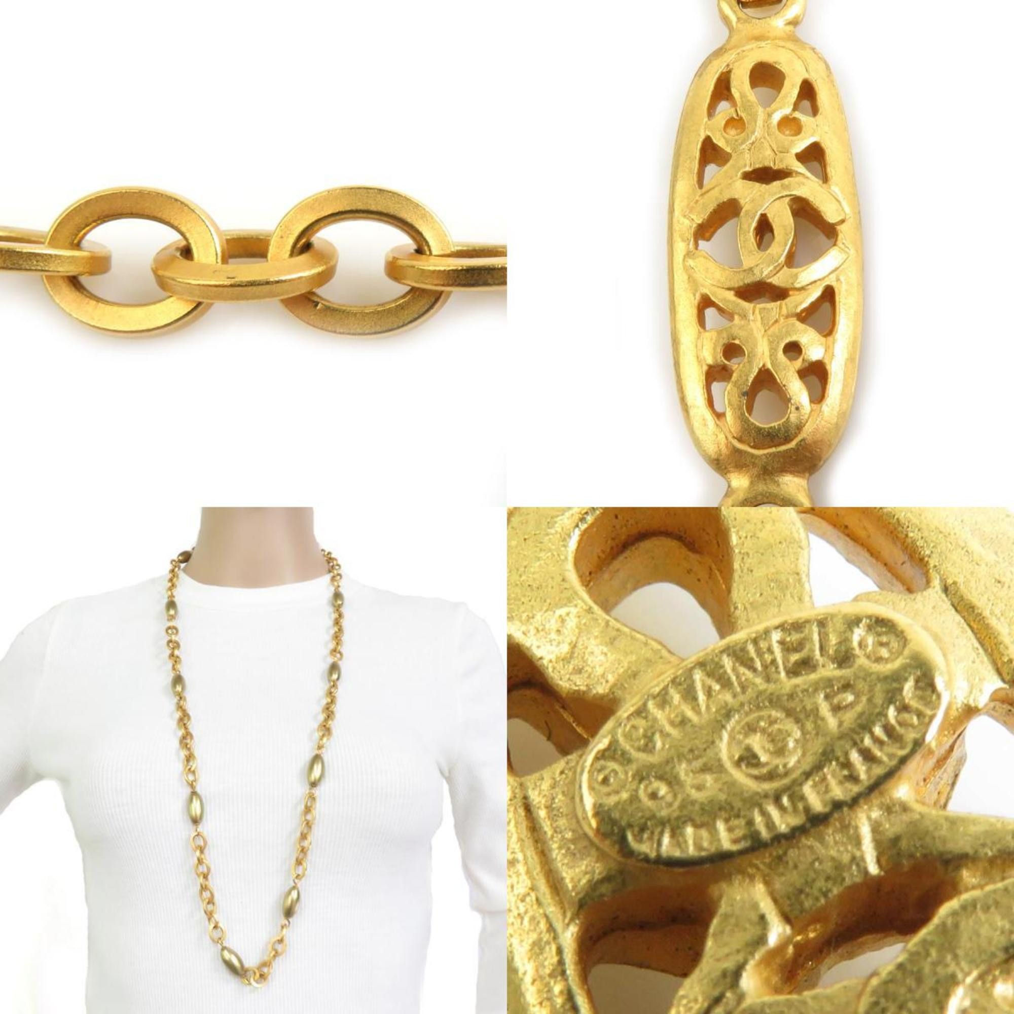 Chanel CHANEL Coco Mark Metal Faux Pearl Gold Necklace for Women e60665a Size ONE SIZE - 5 Thumbnail