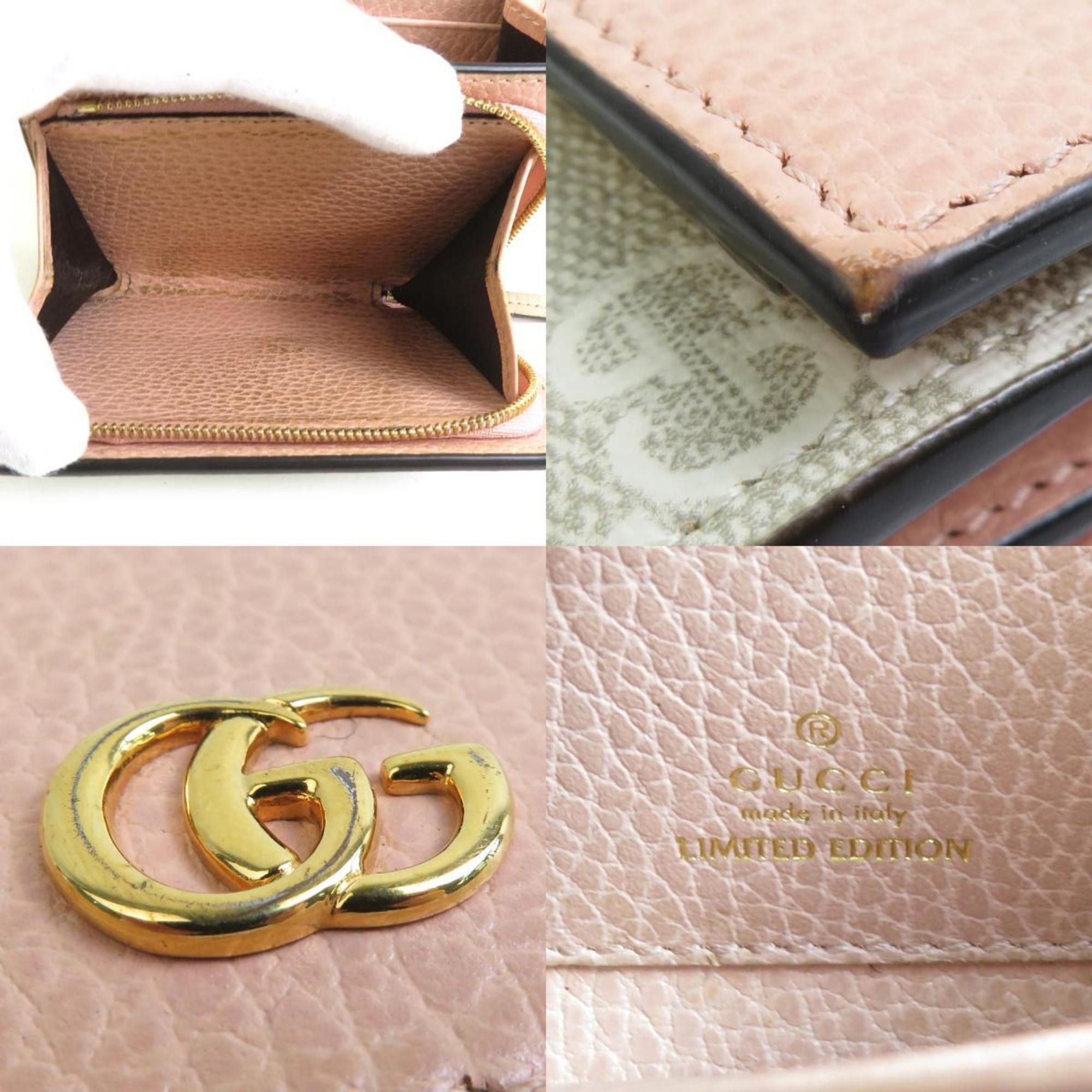 Gucci Gucci GG Marmont Leather Bi-fold Wallet in Pink and Beige, Women's, 598587 56252a Size ONE SIZE - 4 Thumbnail