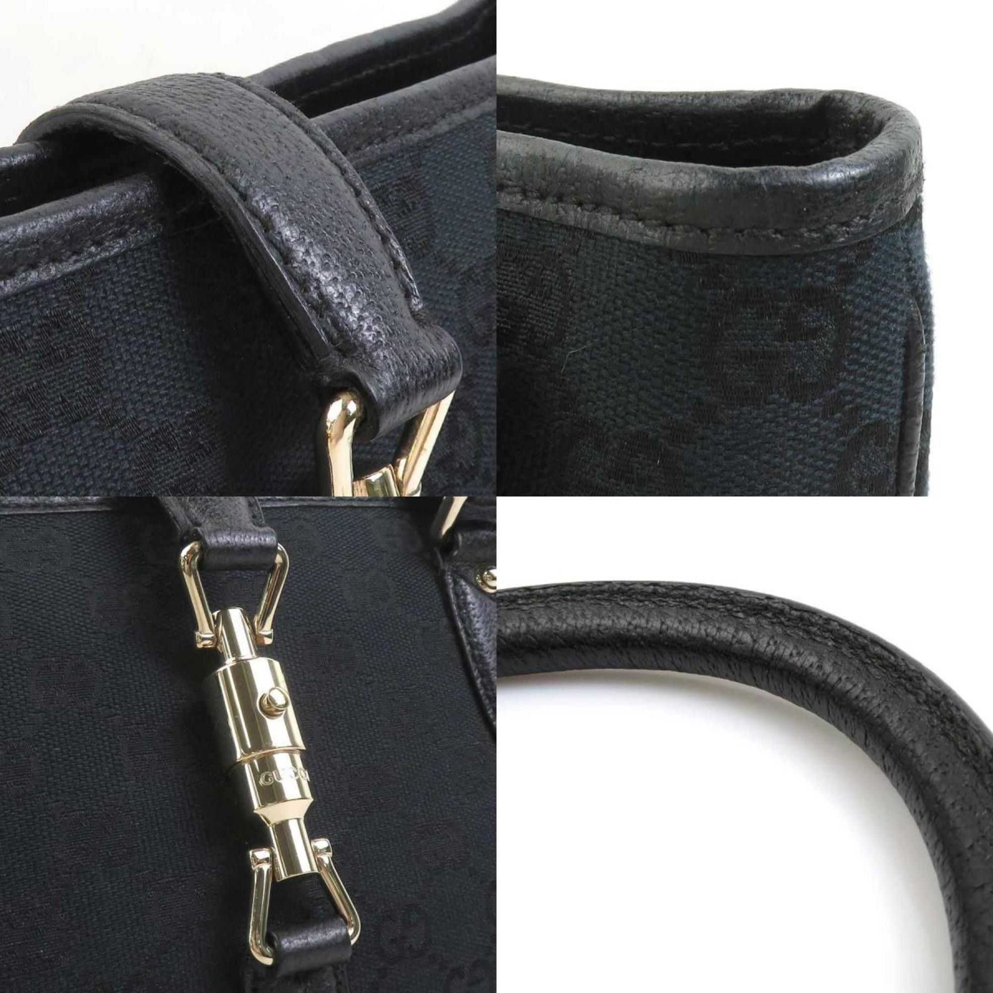 Gucci Gucci New Jackie GG Canvas Leather Handbag in Black and Gold for Women, 145817 e60678k Size ONE SIZE - 4 Thumbnail