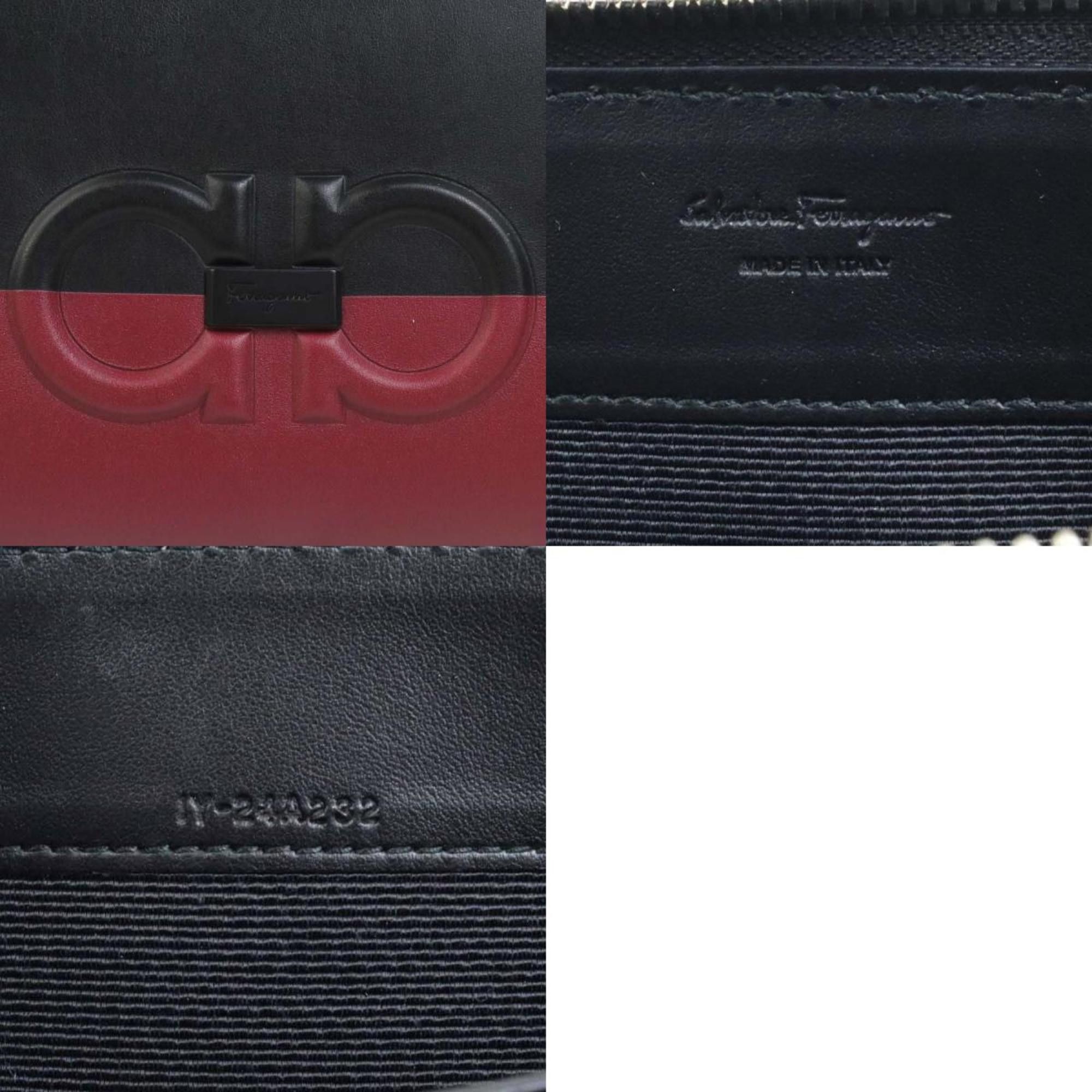 Salvatore Ferragamo Salvatore Ferragamo Gancini Leather Clutch Bag in Black and Dark Red, Men's Women's, r10655a Size ONE SIZE - 5 Thumbnail