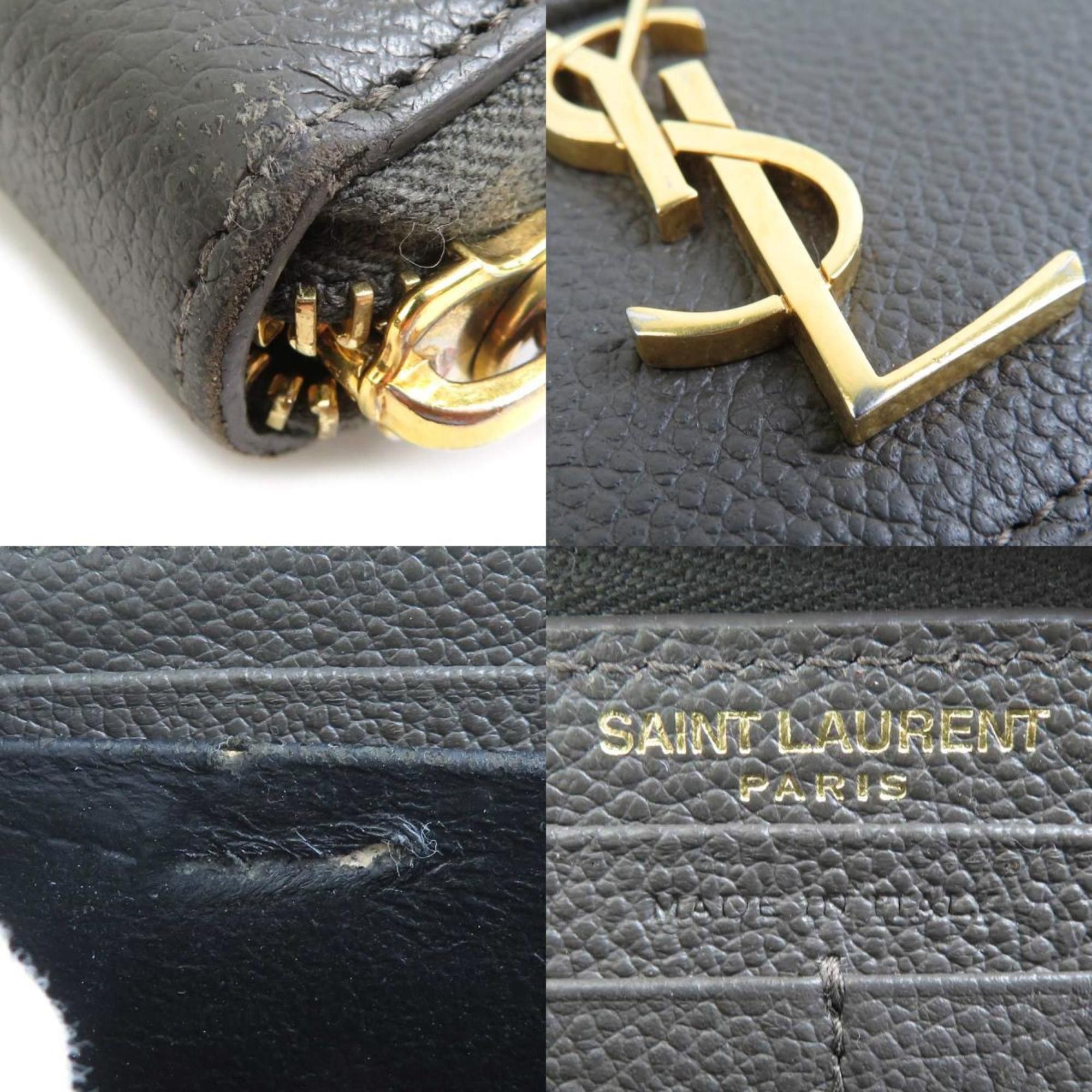 Saint Laurent Paris Saint Laurent round long wallet in khaki brown and gold leather for men women, r10683a Size ONE SIZE - 5 Thumbnail