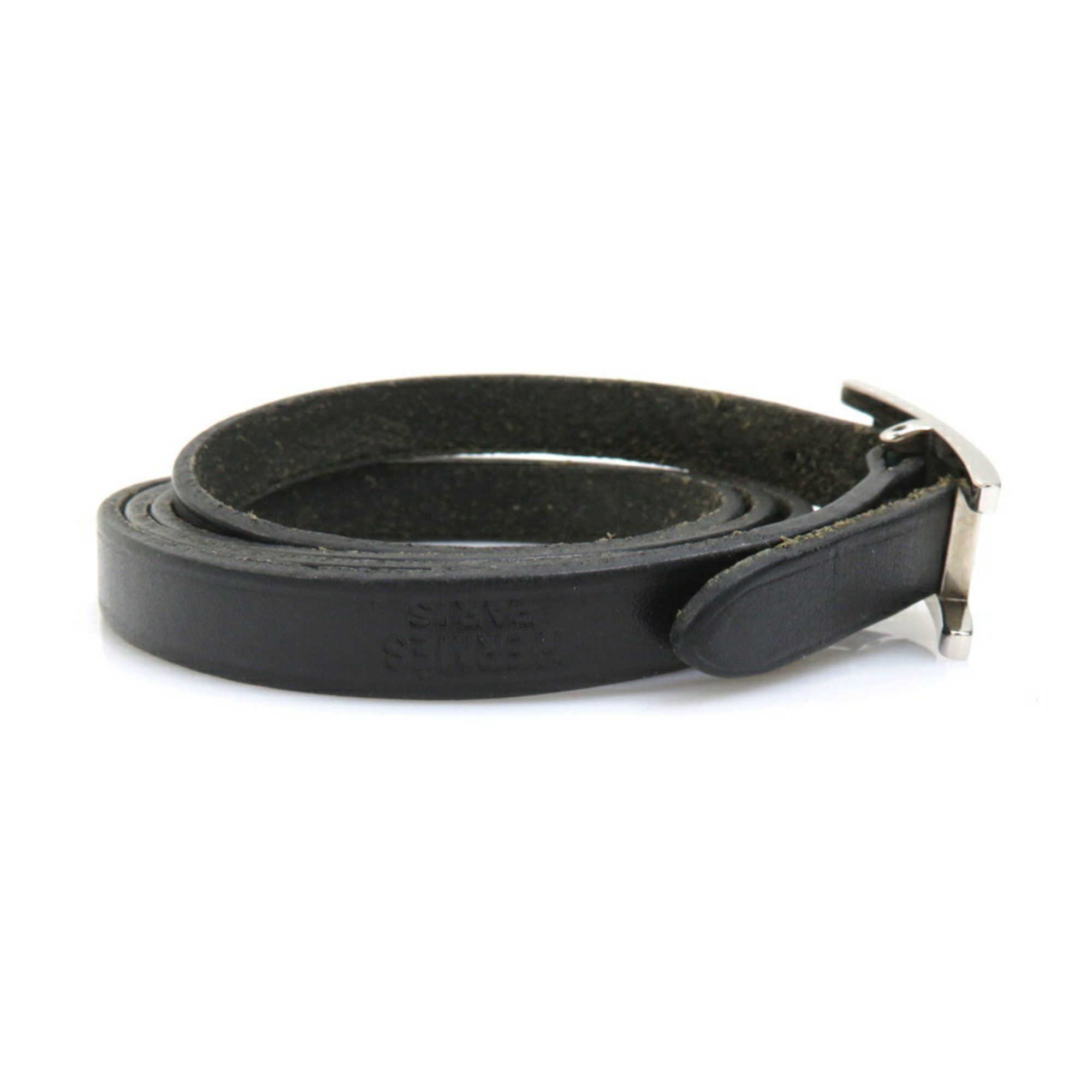 Hermes Hermes Hermès Api Leather Bracelet in Black and Silver for Women (e60669a) Size ONE SIZE - 2 Thumbnail