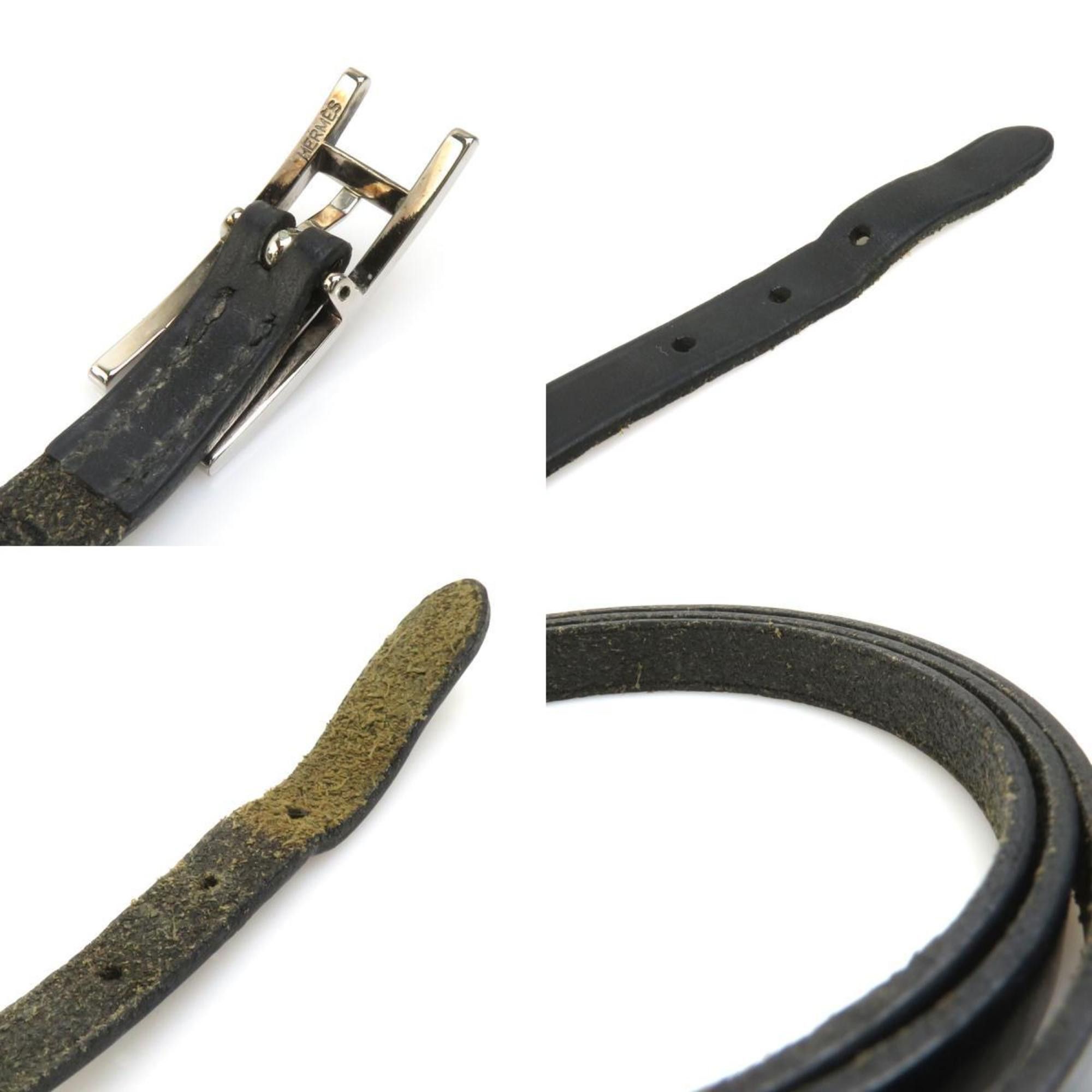 Hermes Hermes Hermès Api Leather Bracelet in Black and Silver for Women (e60669a) Size ONE SIZE - 4 Thumbnail