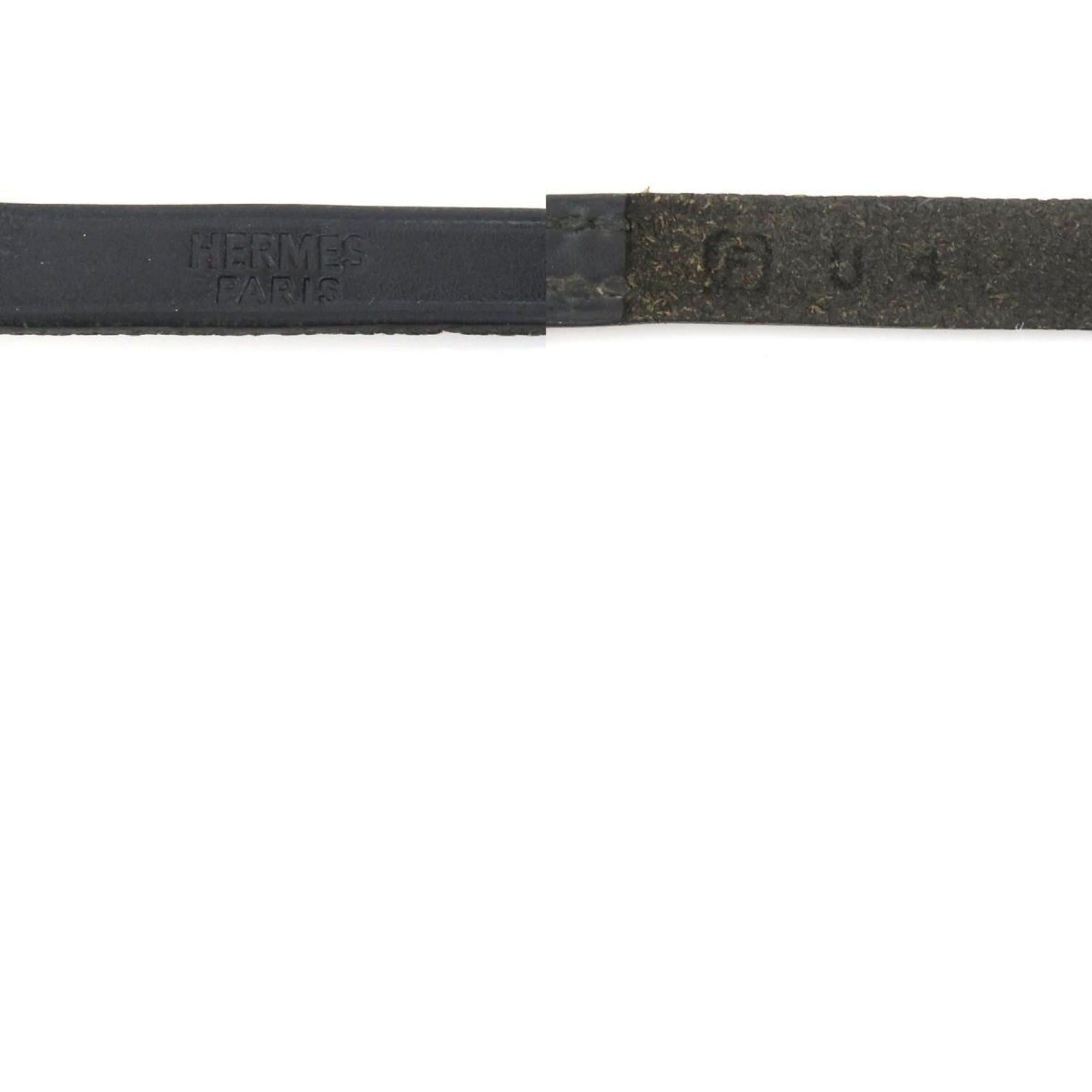 Hermes Hermes Hermès Api Leather Bracelet in Black and Silver for Women (e60669a) Size ONE SIZE - 5 Thumbnail