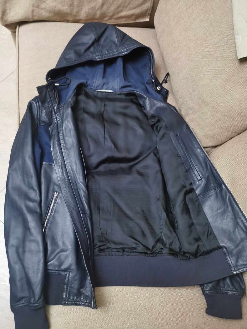 Dior Dior Homme Blue Leather Jacket with Hood Size US XL / EU 56 / 4 - 3 Thumbnail