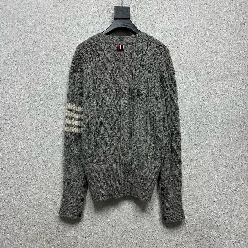 Thom Browne THOM BROWNE Four-Stripe Gray Wool Cardigan Size US M / EU 48-50 / 2 - 2 Thumbnail