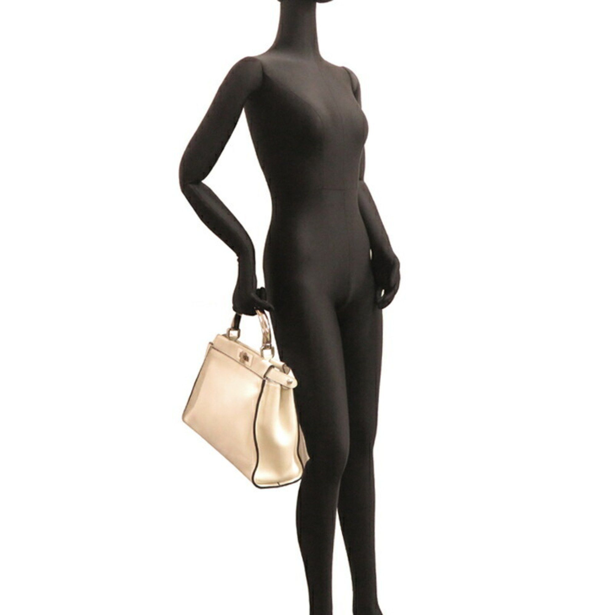 Fendi Fendi Peekaboo Medium Women's Handbag 8BN290 Leather White Size ONE SIZE - 8 Thumbnail