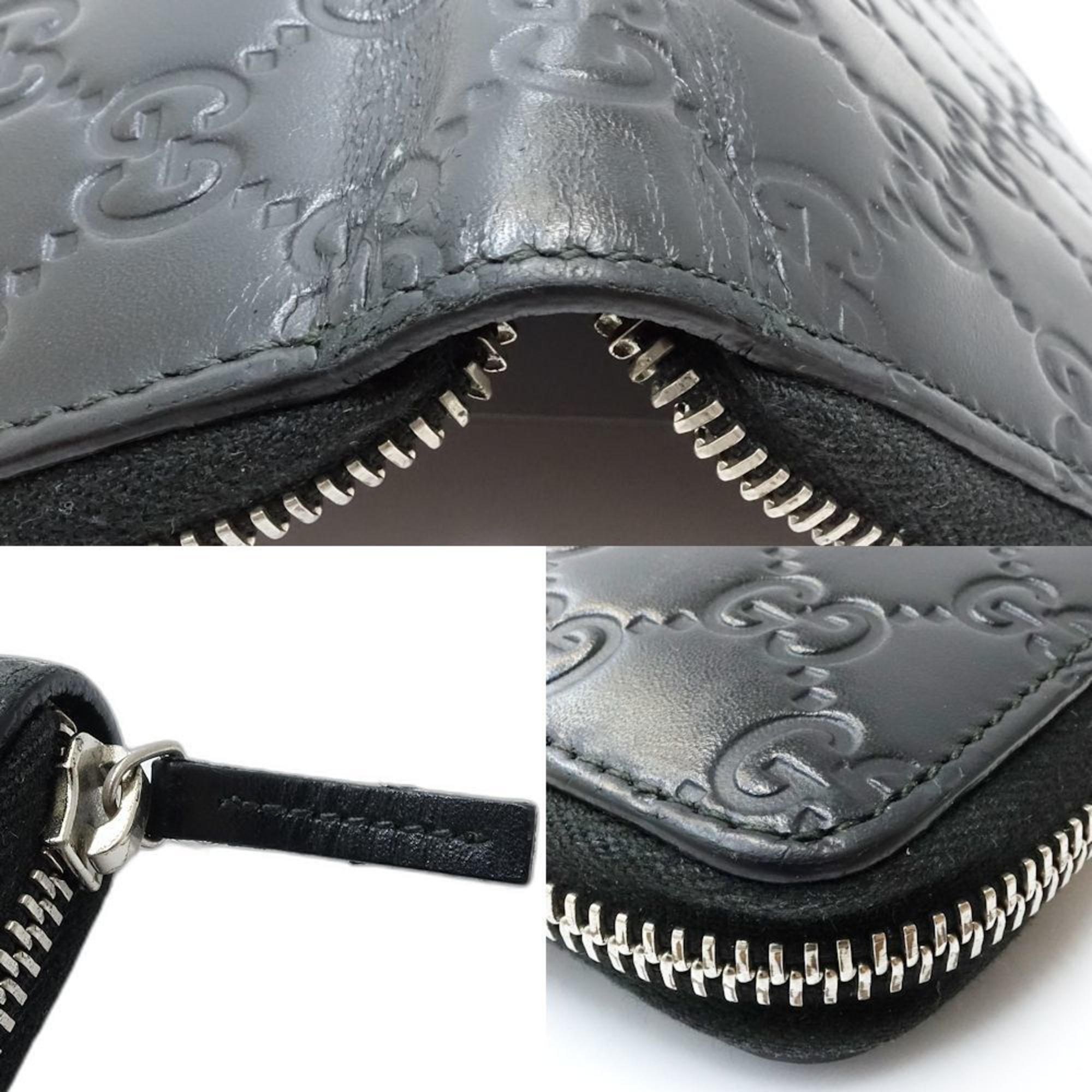 Gucci GUCCI Micro Guccissima Zippy Organizer Long Wallet, Black Leather, 233194, 181556 Size ONE SIZE - 5 Thumbnail