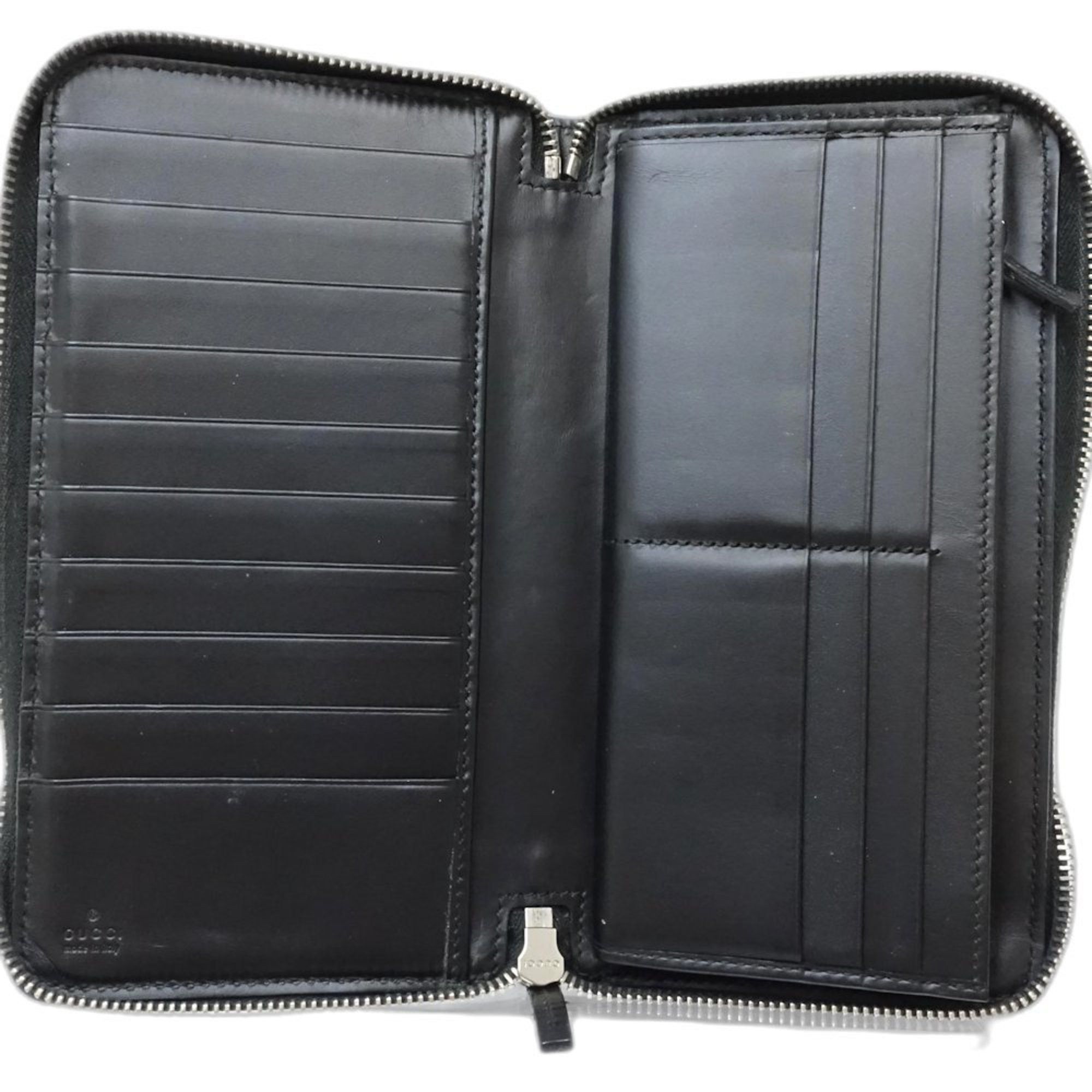 Gucci GUCCI Micro Guccissima Zippy Organizer Long Wallet, Black Leather, 233194, 181556 Size ONE SIZE - 6 Thumbnail
