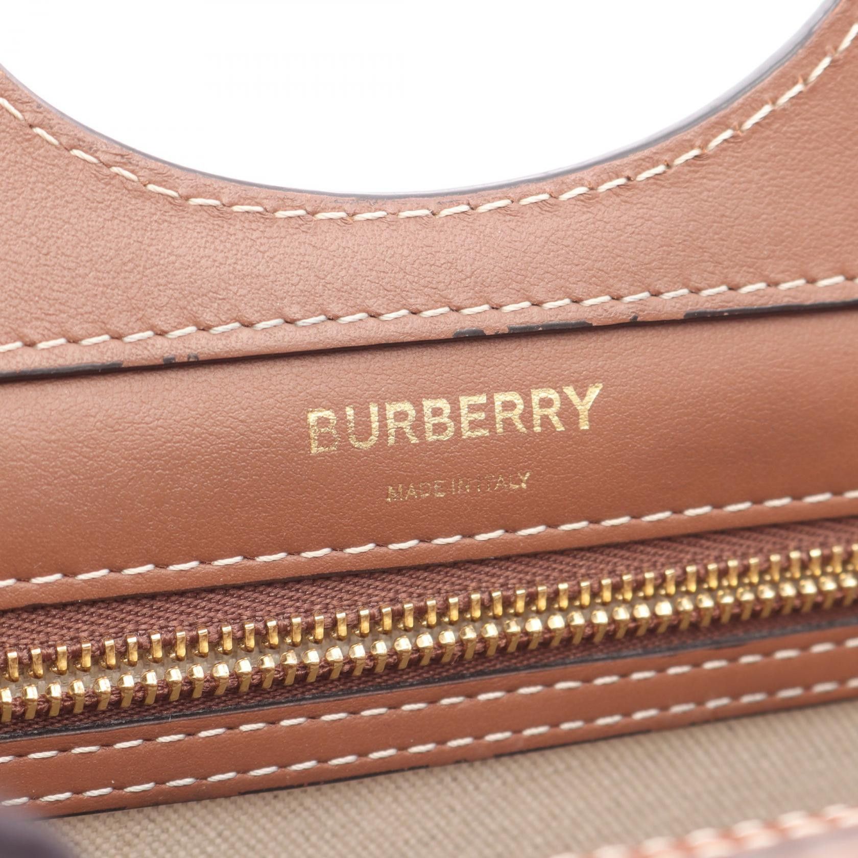 Burberry Burberry Burberry Horseferry Leather Canvas Handbag Leather Handbag Size ONE SIZE - 4 Thumbnail