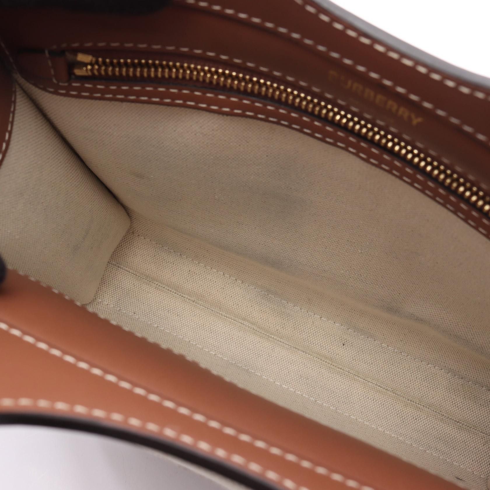 Burberry Burberry Burberry Horseferry Leather Canvas Handbag Leather Handbag Size ONE SIZE - 5 Thumbnail