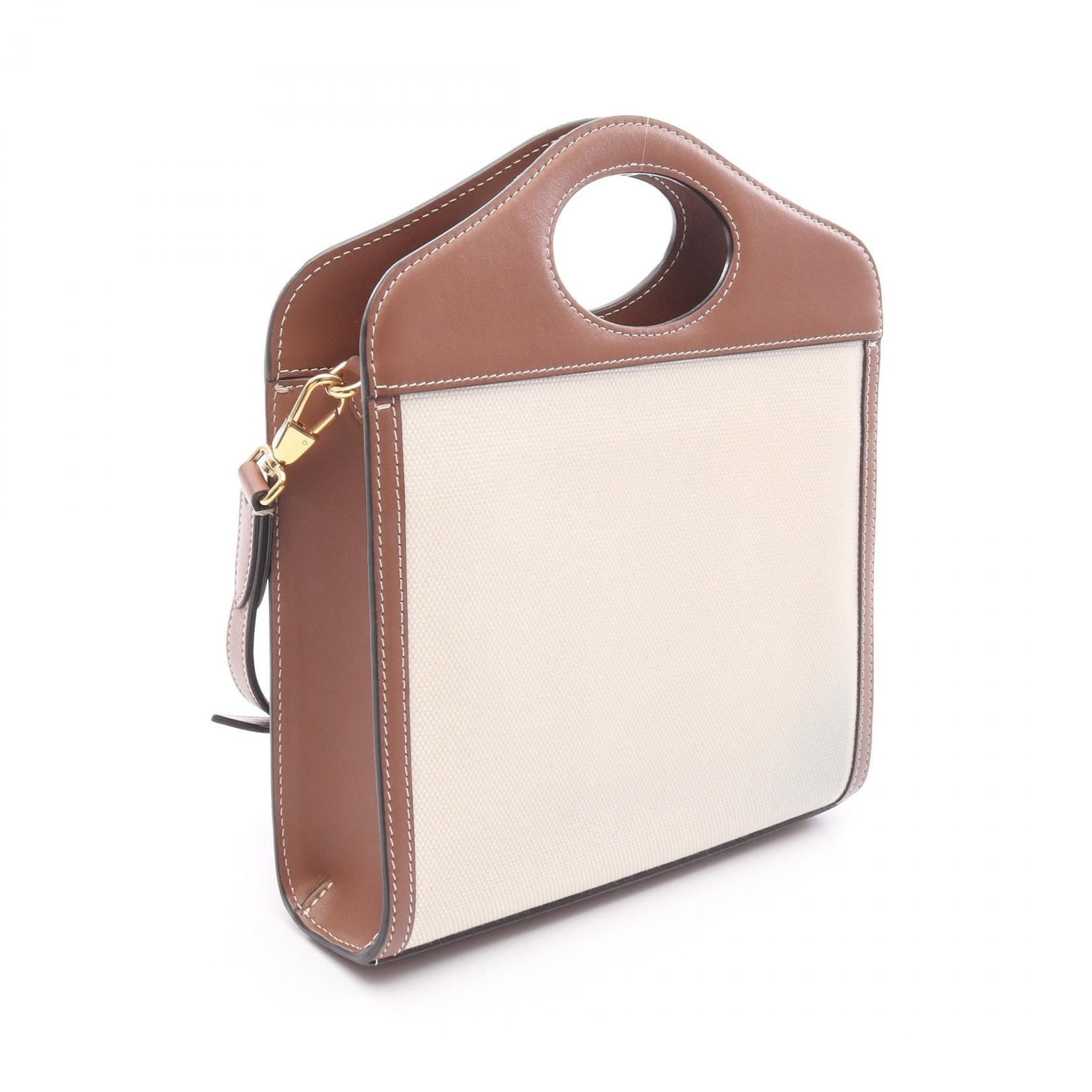 Burberry Burberry Burberry Horseferry Leather Canvas Handbag Leather Handbag Size ONE SIZE - 2 Thumbnail