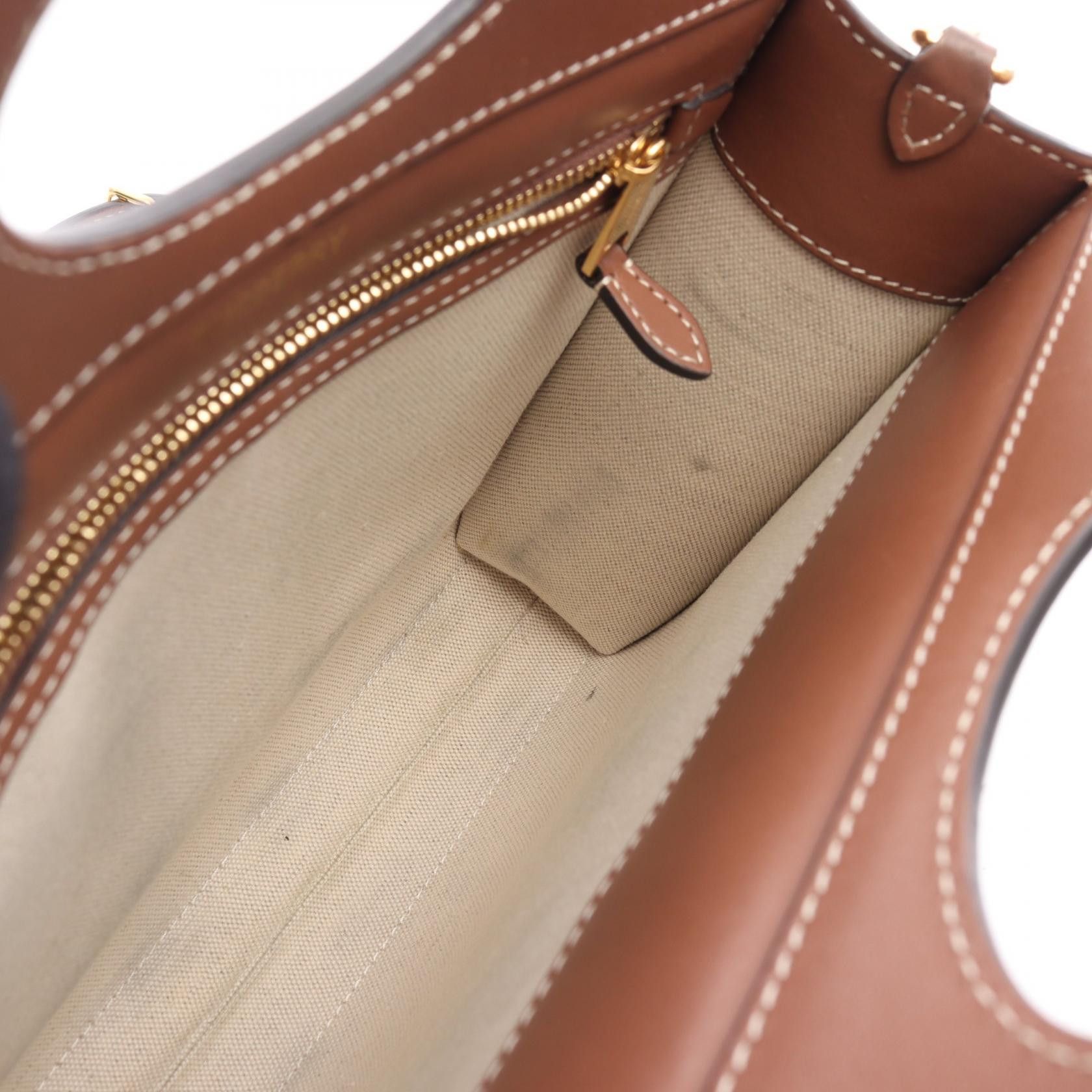 Burberry Burberry Burberry Horseferry Leather Canvas Handbag Leather Handbag Size ONE SIZE - 6 Thumbnail