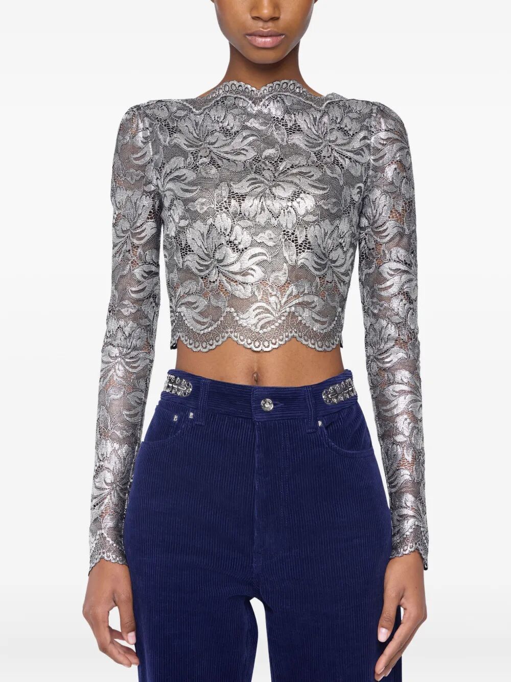 Paco Rabanne CROPPED LONG SLEEVES LACE TOP Size M / US 6-8 / IT 42-44 - 5 Thumbnail