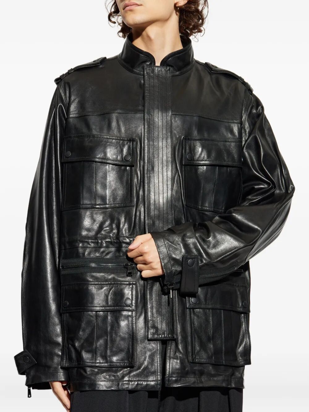 Balmain LAMBSKIN LEATHER MID LENGTH PARKA Size US L / EU 52-54 / 3 - 7 Thumbnail