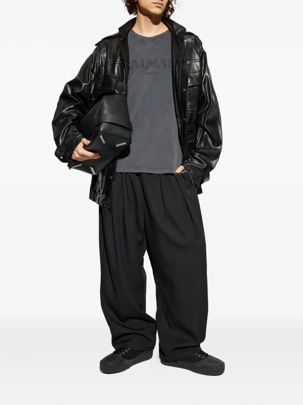 Balmain LAMBSKIN LEATHER MID LENGTH PARKA Size US L / EU 52-54 / 3 - 6 Thumbnail