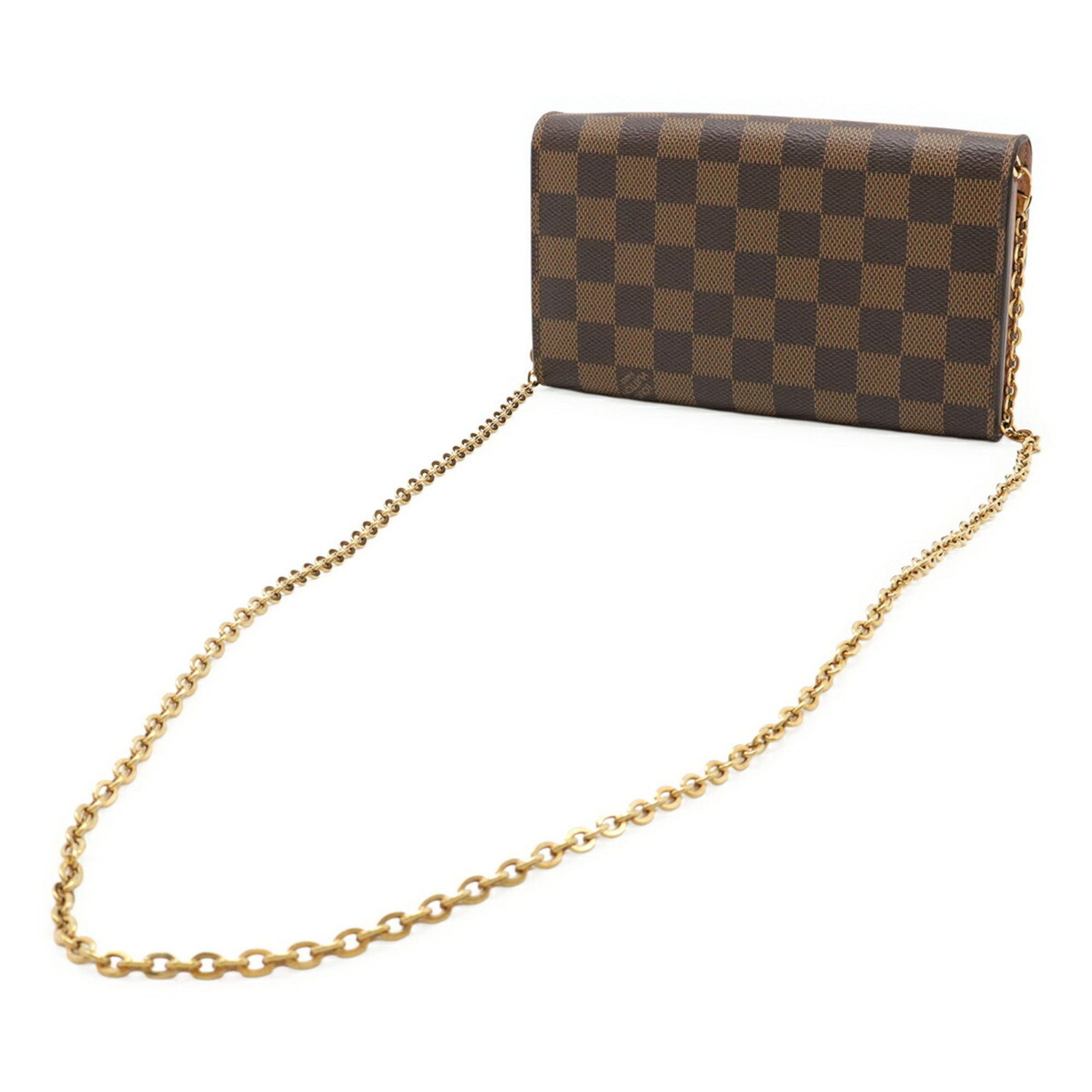 Louis Vuitton LOUIS VUITTON Damier Portefeuille Croisette Chain Wallet Shoulder Bag Clutch Rose Ballerine N61273 Size ONE SIZE - 3 Thumbnail