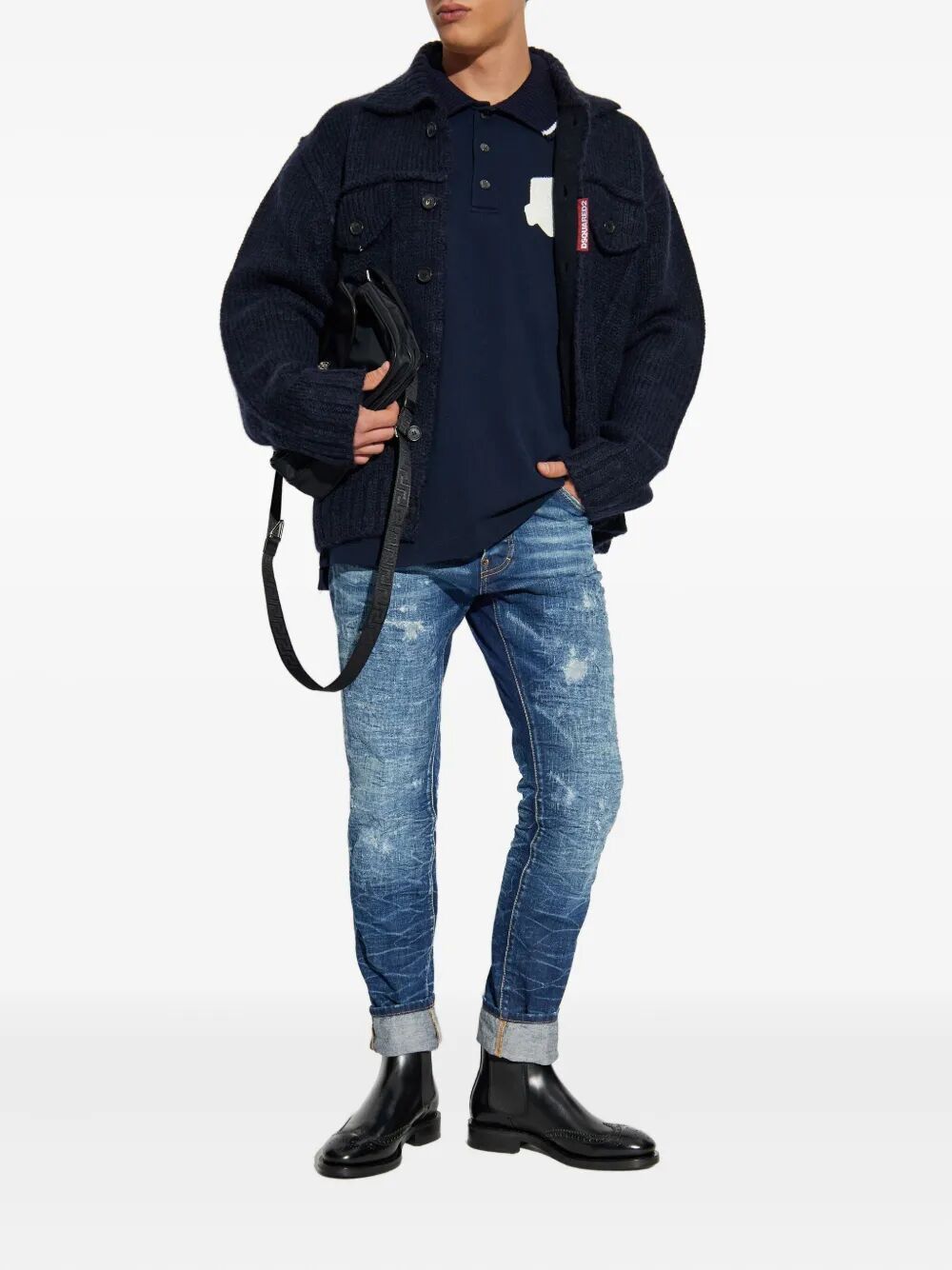 Dsquared2 KNIT JEAN JACKET Size US XL / EU 56 / 4 - 4 Thumbnail