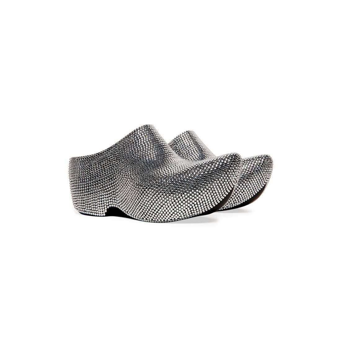 Balenciaga Technoclog crystal embelished platform slides in silver Size US 9 / IT 39 - 2 Thumbnail
