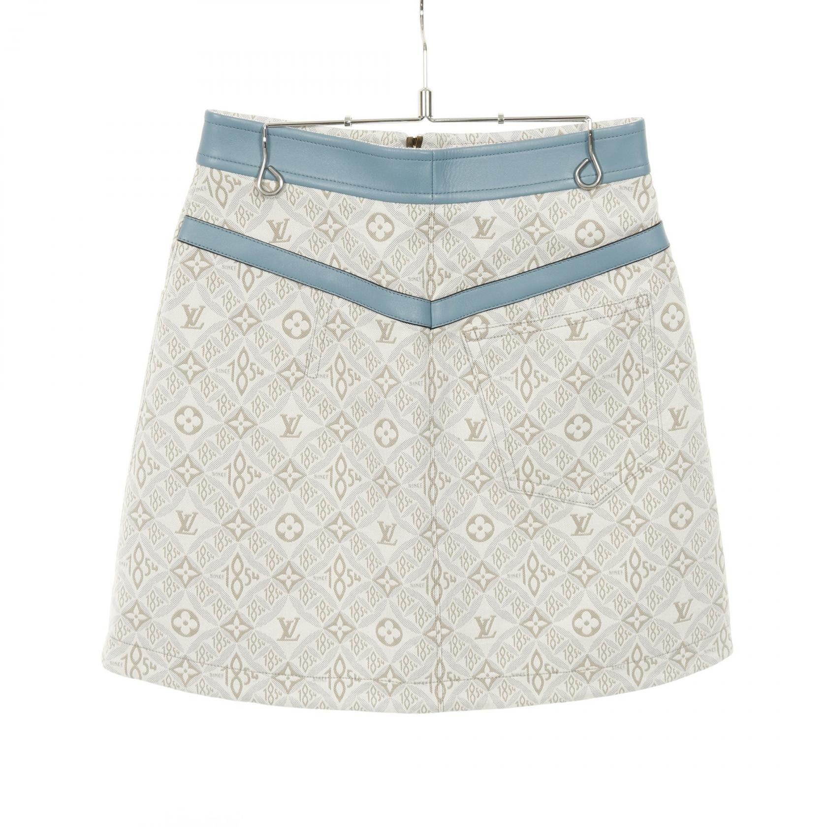 Louis Vuitton Louis Vuitton Louis Vuitton Contrast Trim Monogram Jacquard Cotton Leather Skirt Cotton Skirts FMSK68 Size ONE SIZE - 2 Thumbnail