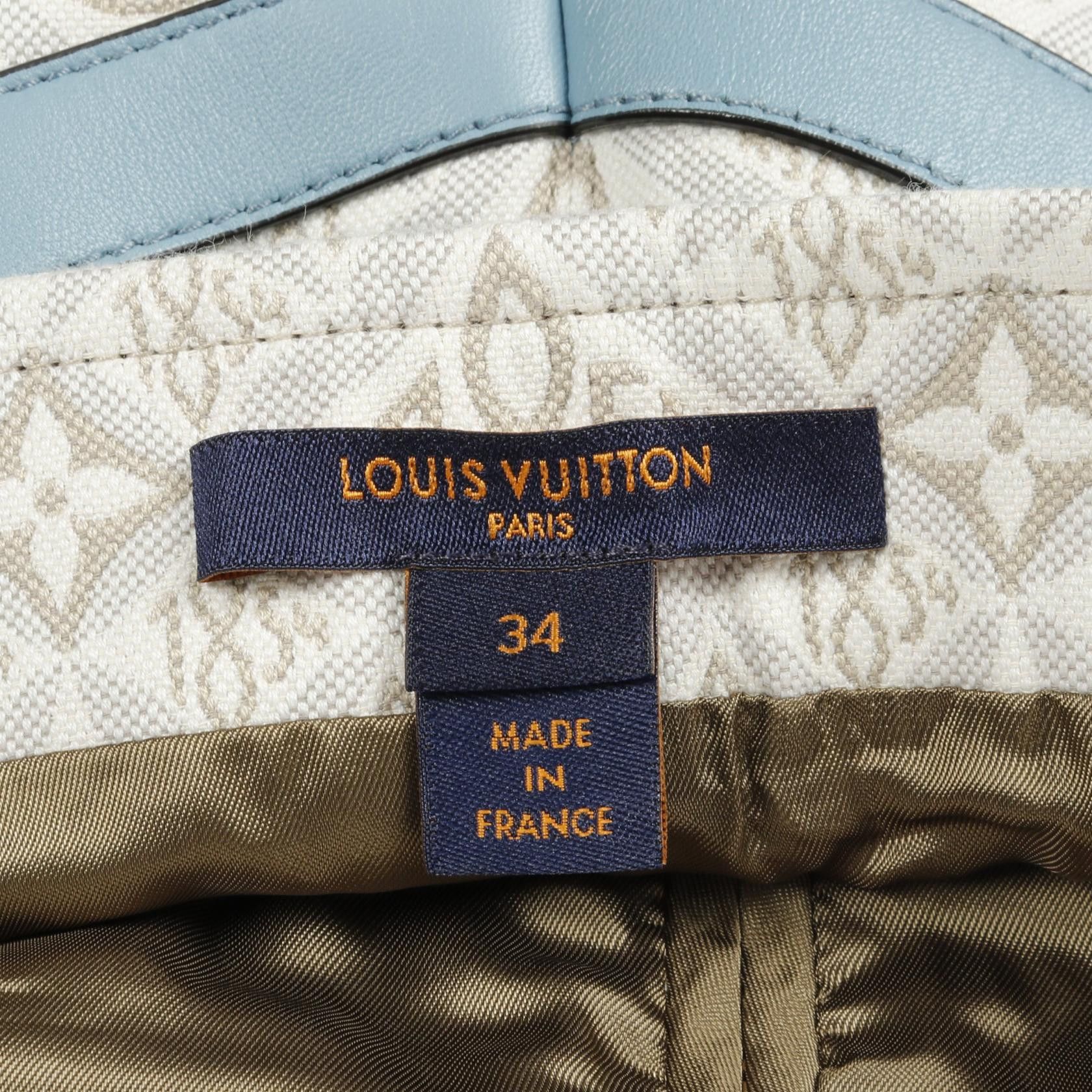 Louis Vuitton Louis Vuitton Louis Vuitton Contrast Trim Monogram Jacquard Cotton Leather Skirt Cotton Skirts FMSK68 Size ONE SIZE - 3 Thumbnail