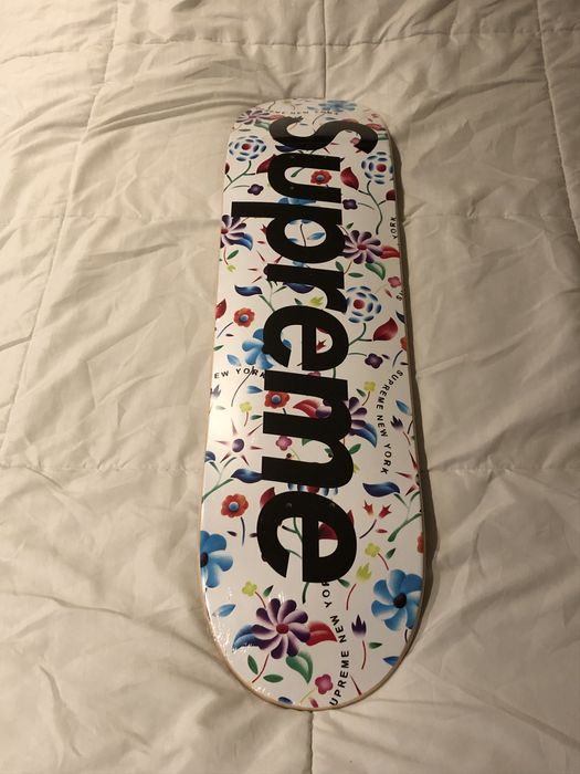 Supreme Airbrushed Floral Skateboard Deck White