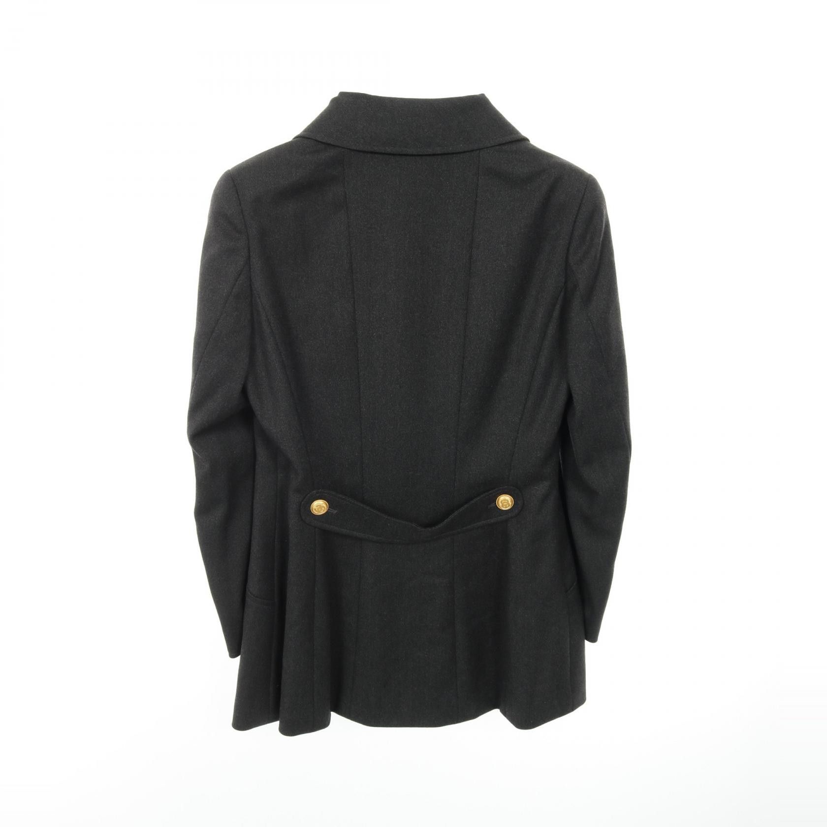 Chanel Chanel Chanel Coco Mark Button Wool Tailored Jacket Leather Outerwear Size ONE SIZE - 2 Thumbnail