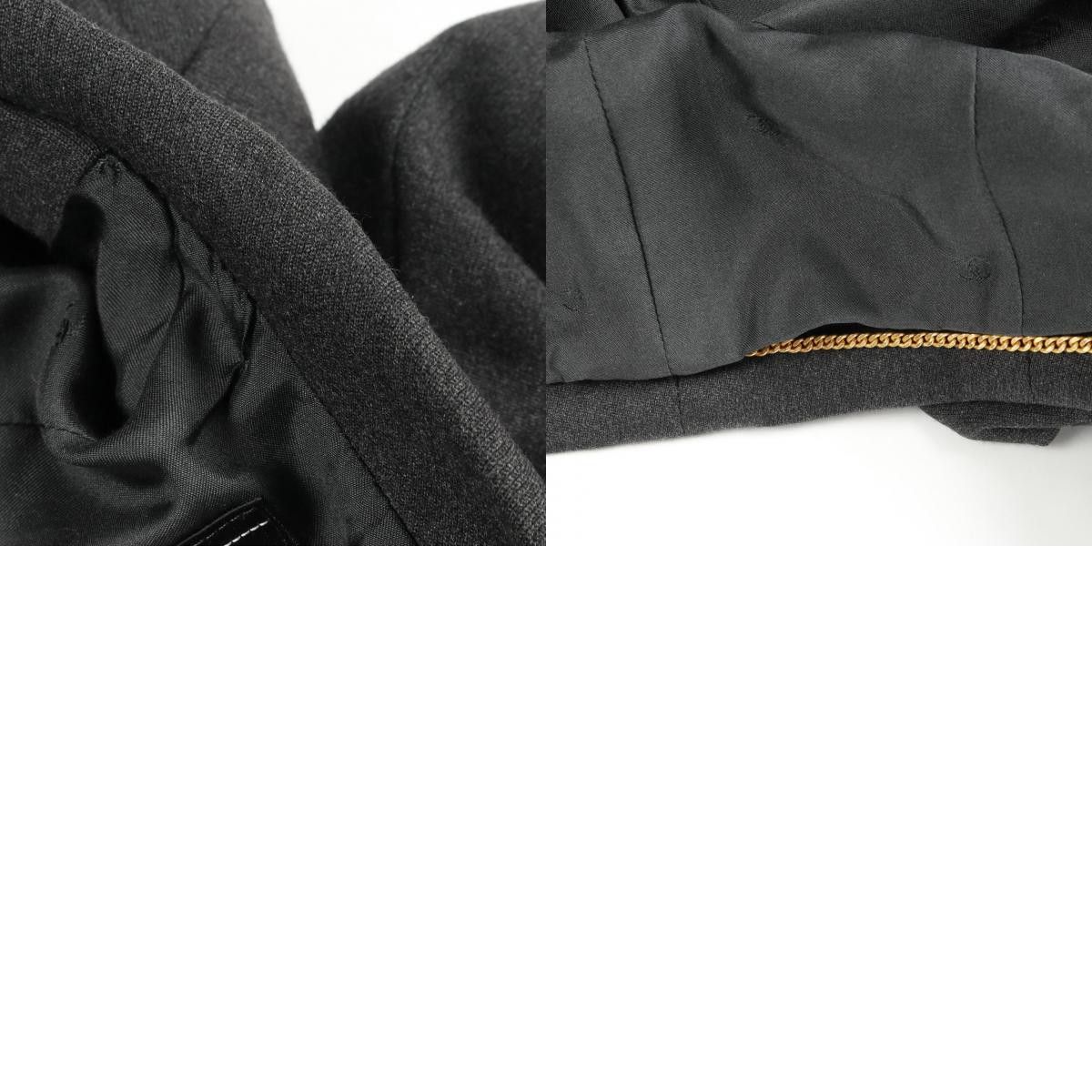 Chanel Chanel Chanel Coco Mark Button Wool Tailored Jacket Leather Outerwear Size ONE SIZE - 10 Thumbnail