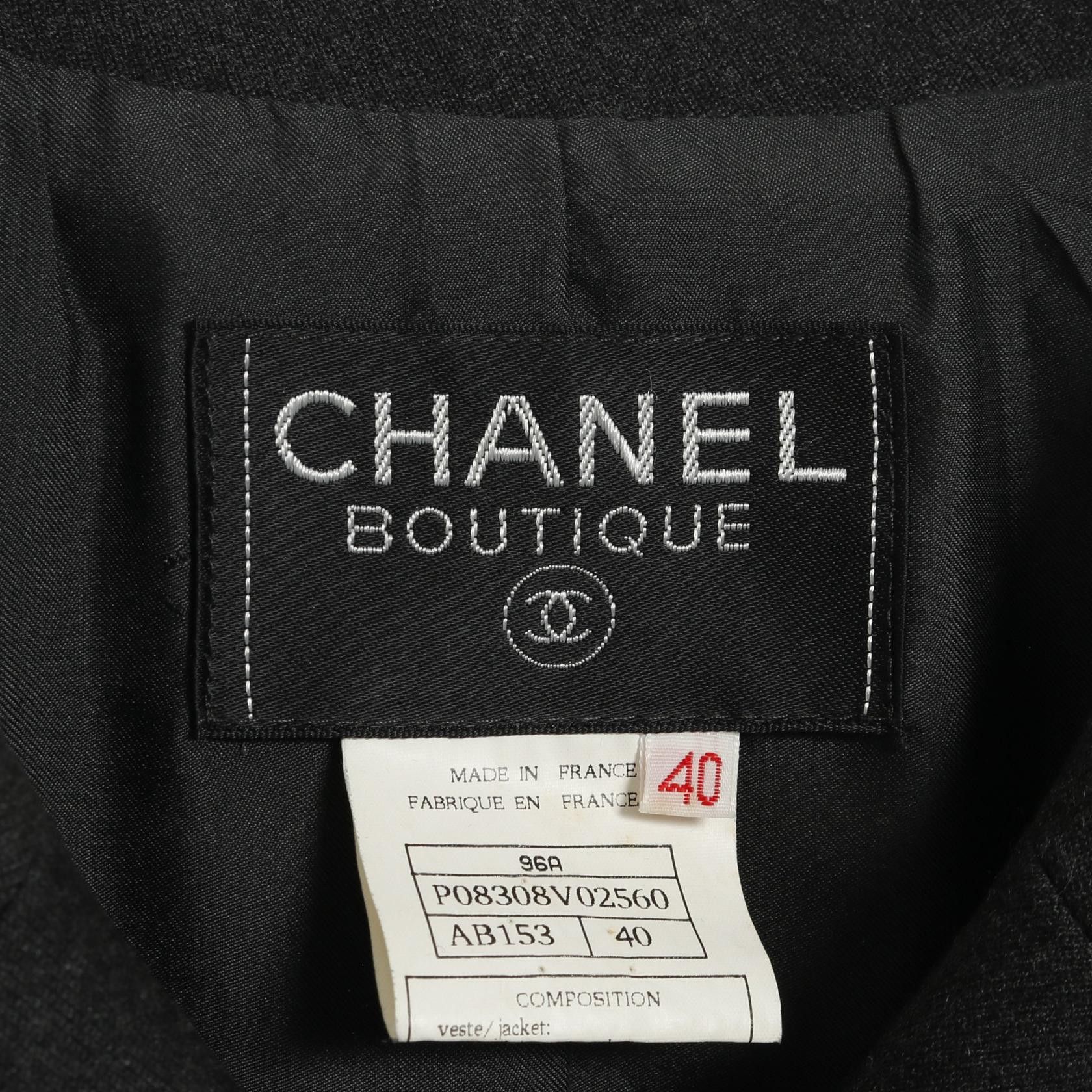 Chanel Chanel Chanel Coco Mark Button Wool Tailored Jacket Leather Outerwear Size ONE SIZE - 3 Thumbnail