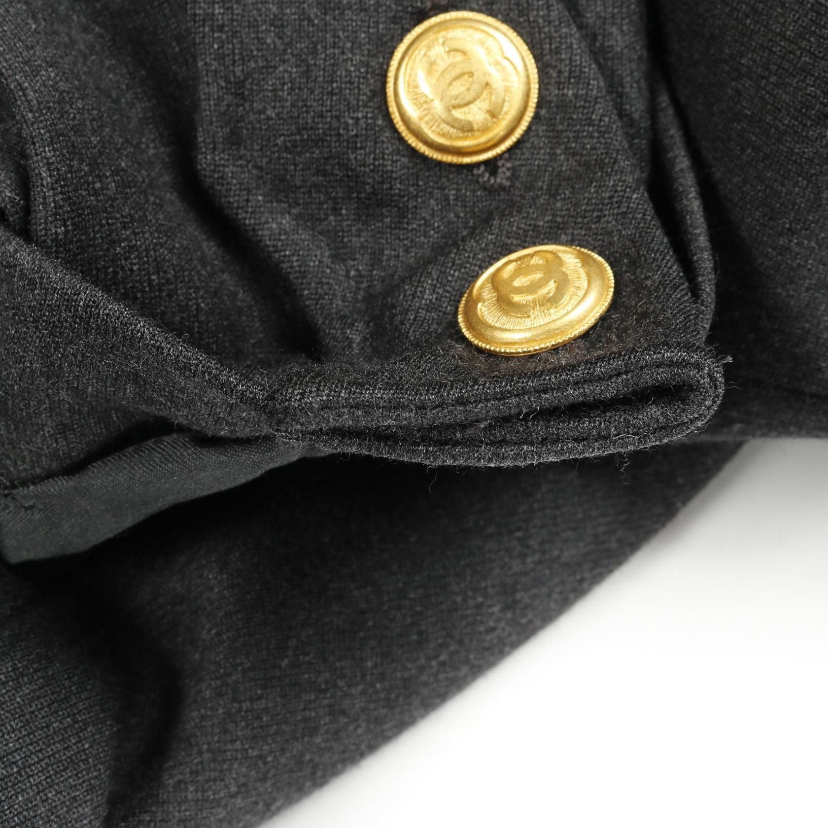 Chanel Chanel Chanel Coco Mark Button Wool Tailored Jacket Leather Outerwear Size ONE SIZE - 9 Thumbnail