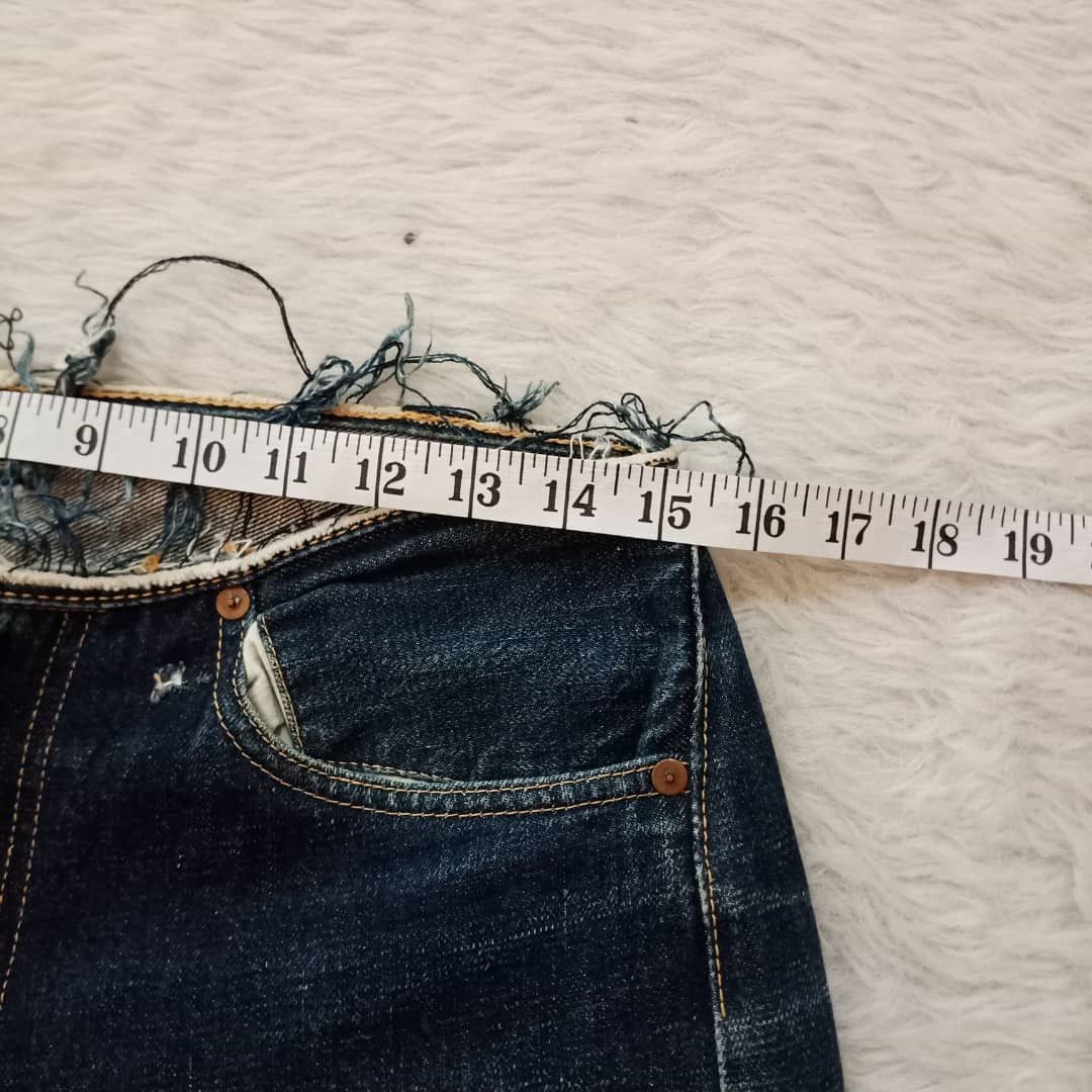 PHERROW'S WAIST CROPPED SELVEDGE DENIM LOT 452PZ W33 L38 TALON 42 ZIPPER Denim