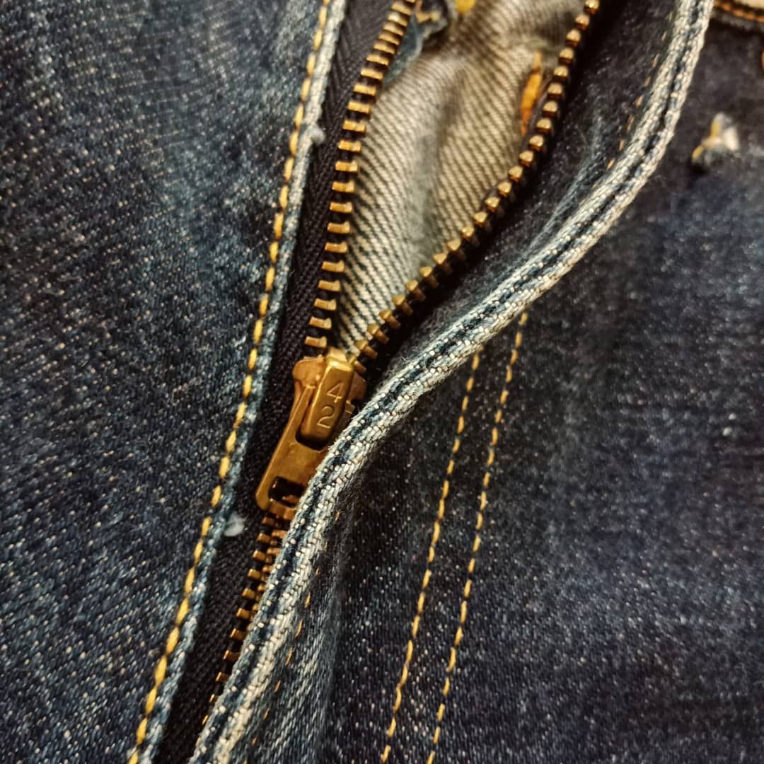 PHERROW'S WAIST CROPPED SELVEDGE DENIM LOT 452PZ W33 L38 TALON 42 ZIPPER Denim