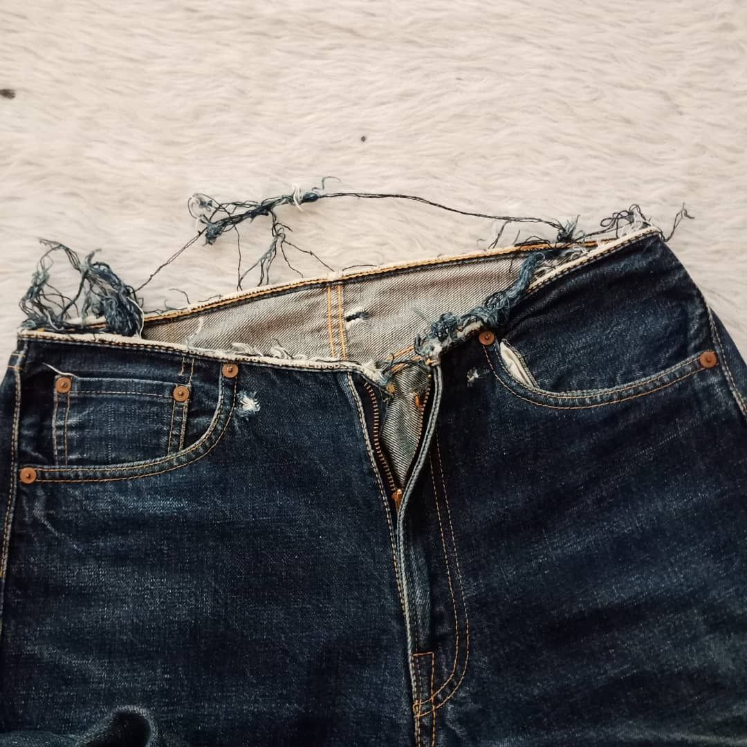 PHERROW'S WAIST CROPPED SELVEDGE DENIM LOT 452PZ W33 L38 TALON 42 ZIPPER Denim