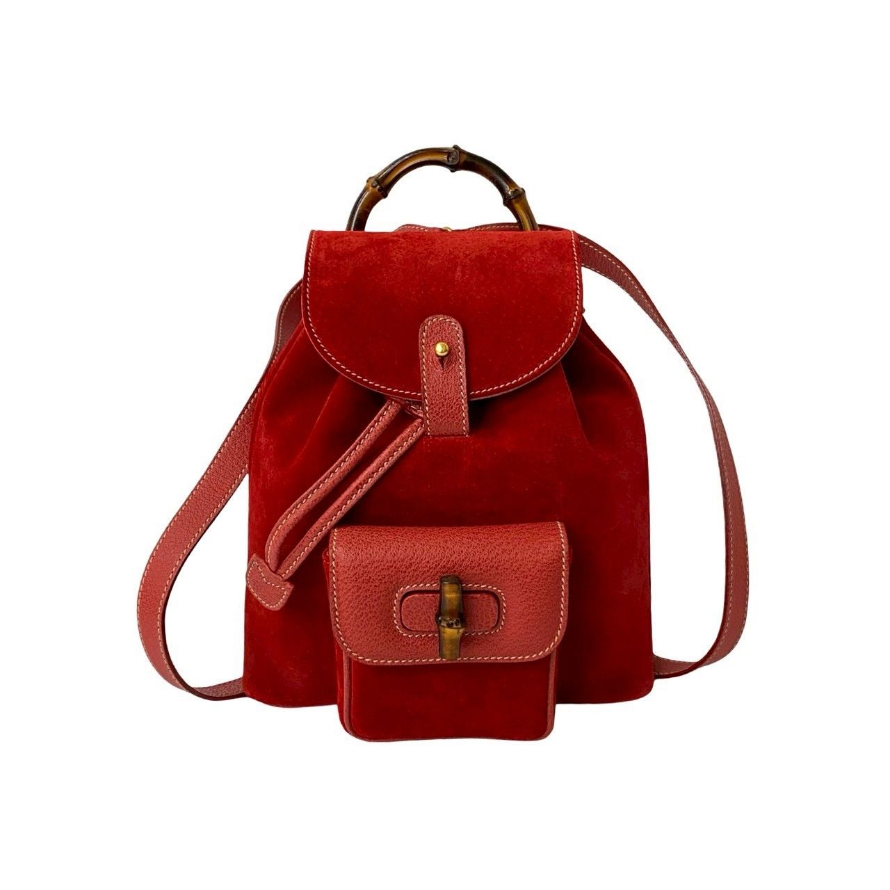 Gucci Gucci Gucci Bamboo Suede Leather Backpack Suede Backpack Size ONE SIZE - 2 Thumbnail